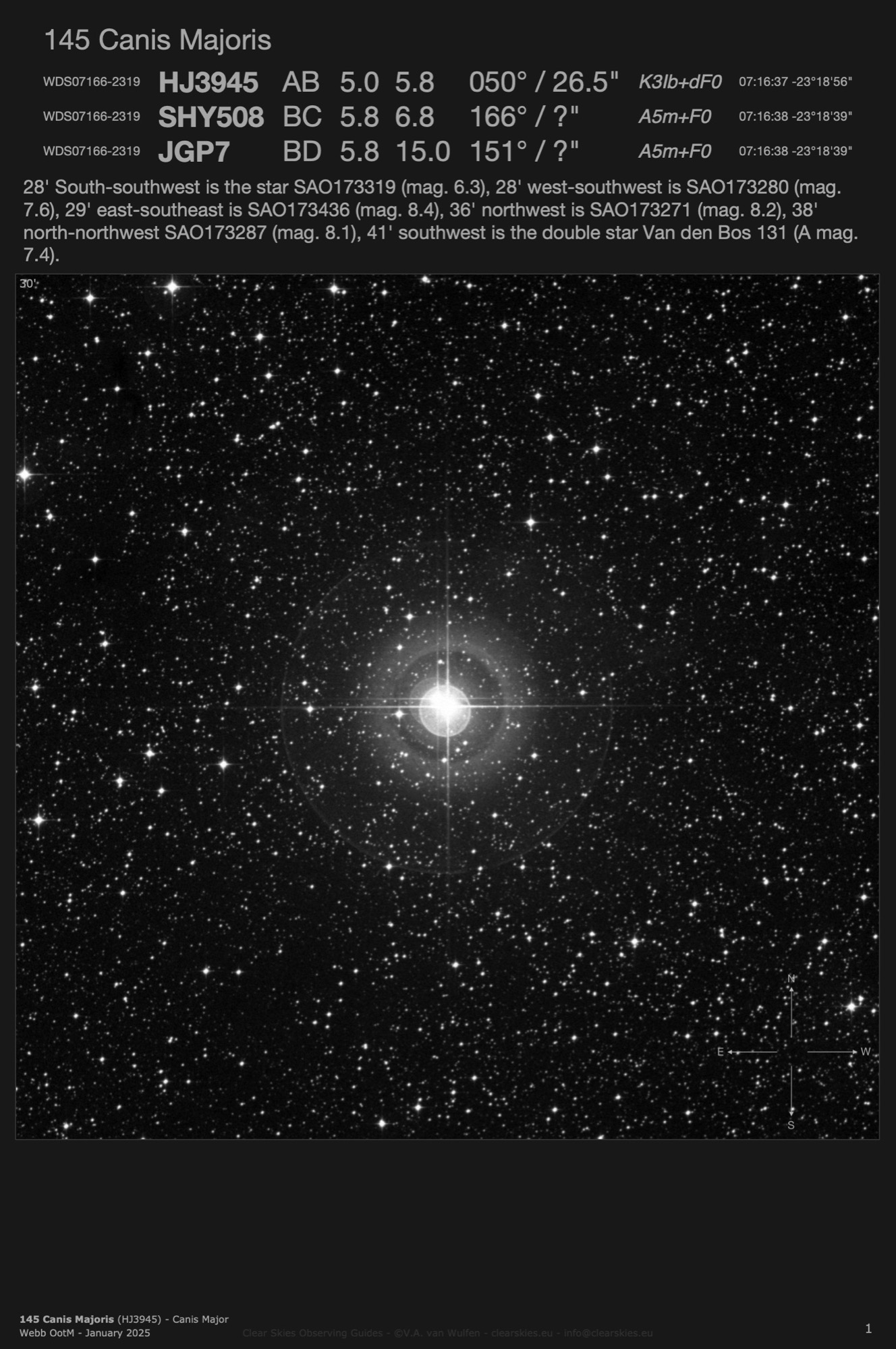 145 Canis Majoris (HJ3945 - WDS07166-2319) in Canis Major 145 Canis Majoris (HJ3945 - WDS07166-2319) in Canis Major