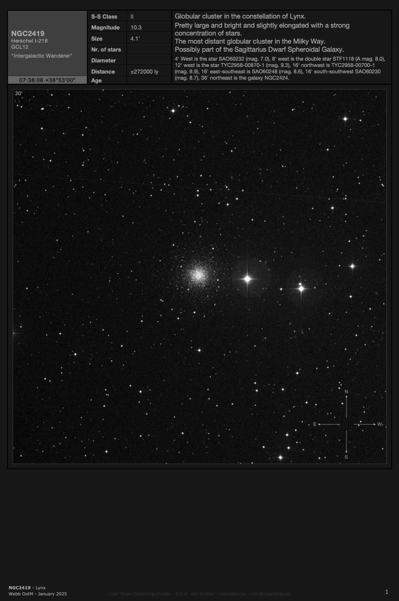 Globular cluster NGC2419 - the "Intergalactic Wanderer" in Lynx Globular cluster NGC2419 - the "Intergalactic Wanderer" in Lynx