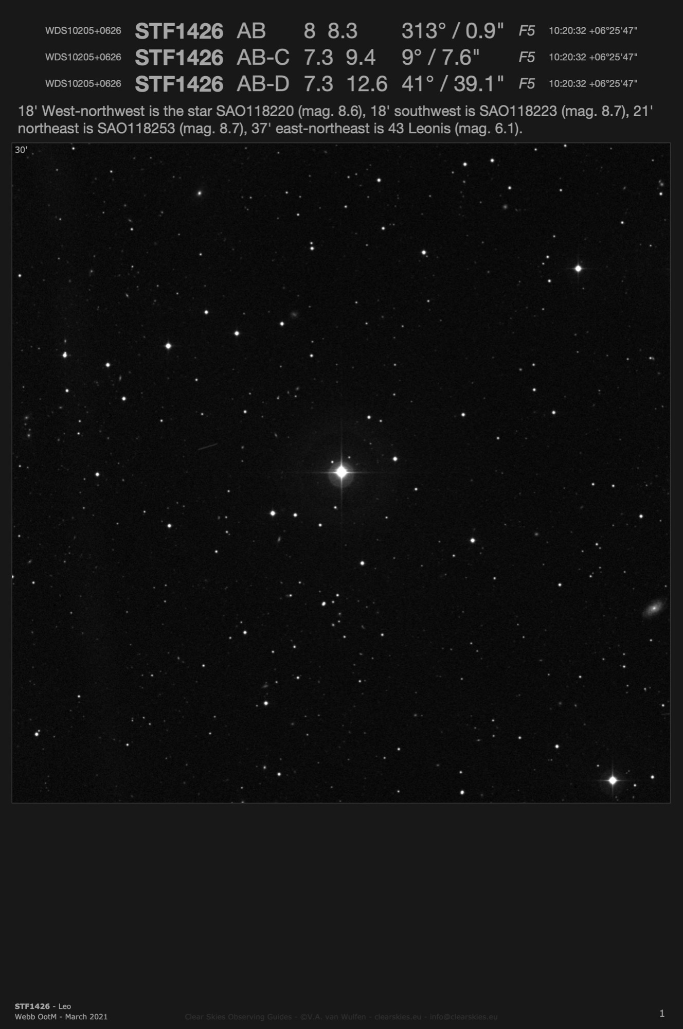 STF1426 (WDS10205+0626) in Leo STF1426 (WDS10205+0626) in Leo