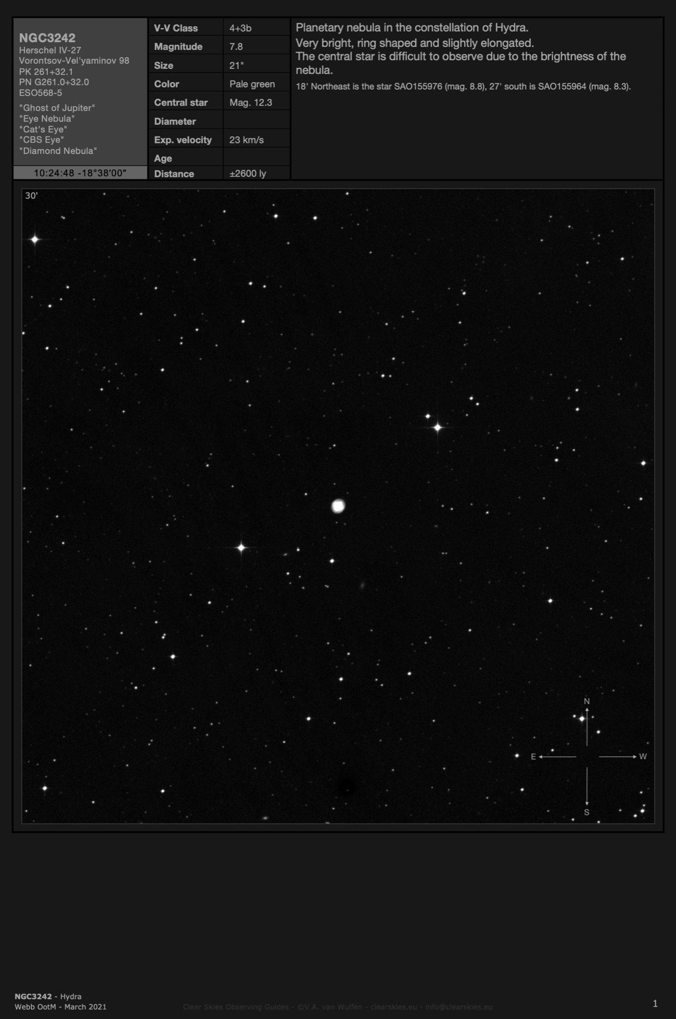 Planetary nebula NGC3242 - the "Ghost of Jupiter" in Hydra Planetary nebula NGC3242 - the "Ghost of Jupiter" in Hydra