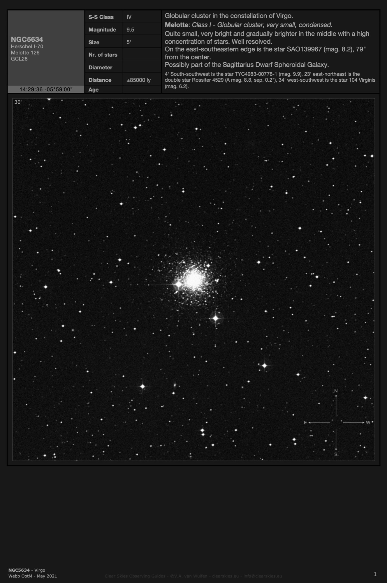Globular cluster NGC5634 in Virgo Globular cluster NGC5634 in Virgo
