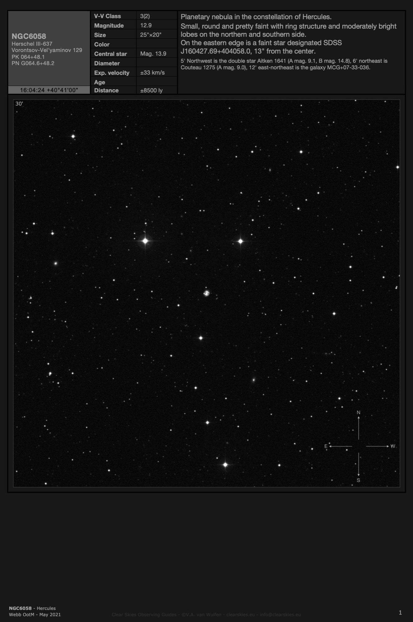 Planetary nebula NGC6058 in Hercules Planetary nebula NGC6058 in Hercules