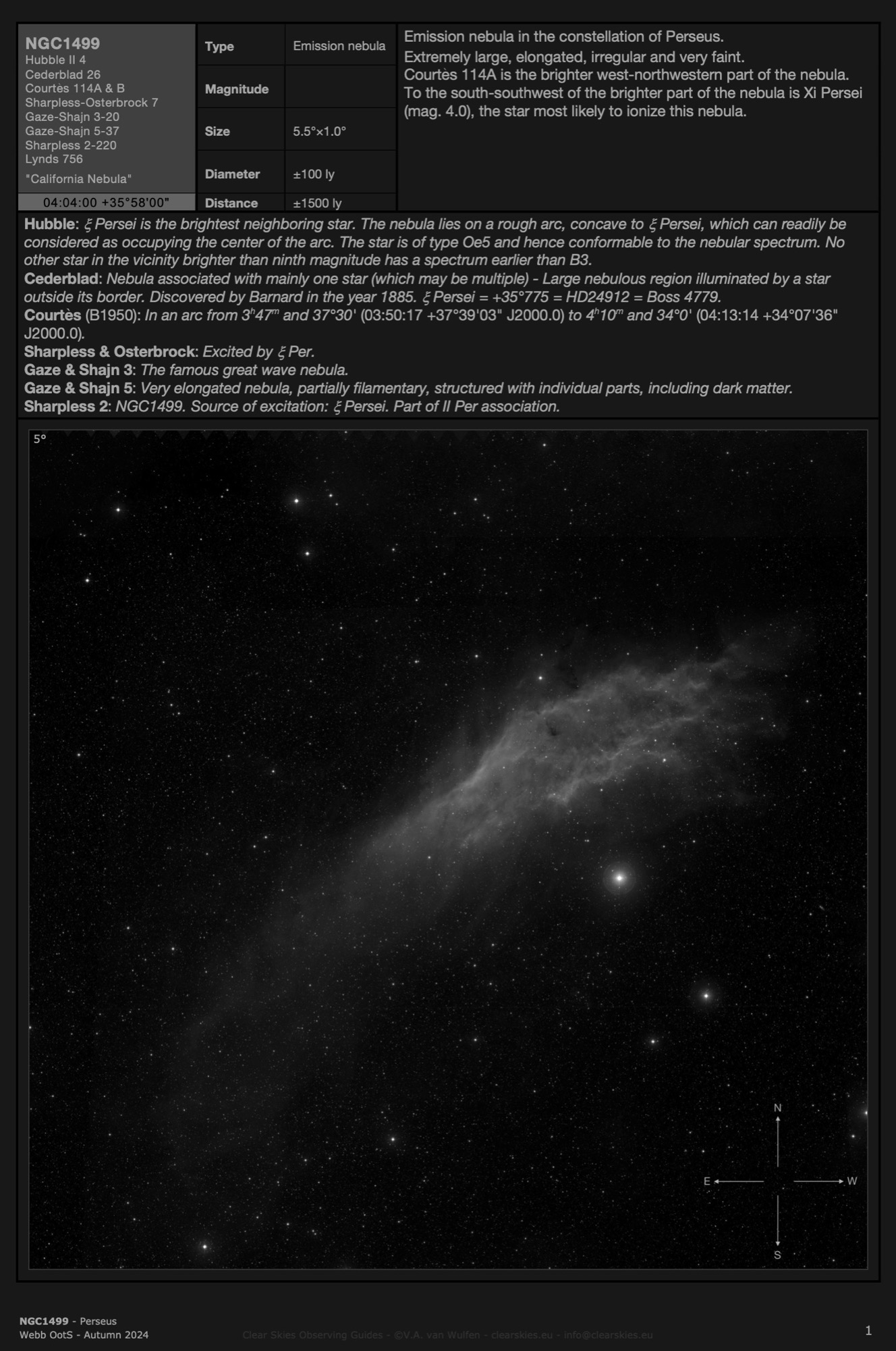 Emission nebula NGC1499 - the "California Nebula" in Perseus Emission nebula NGC1499 - the "California Nebula" in Perseus
