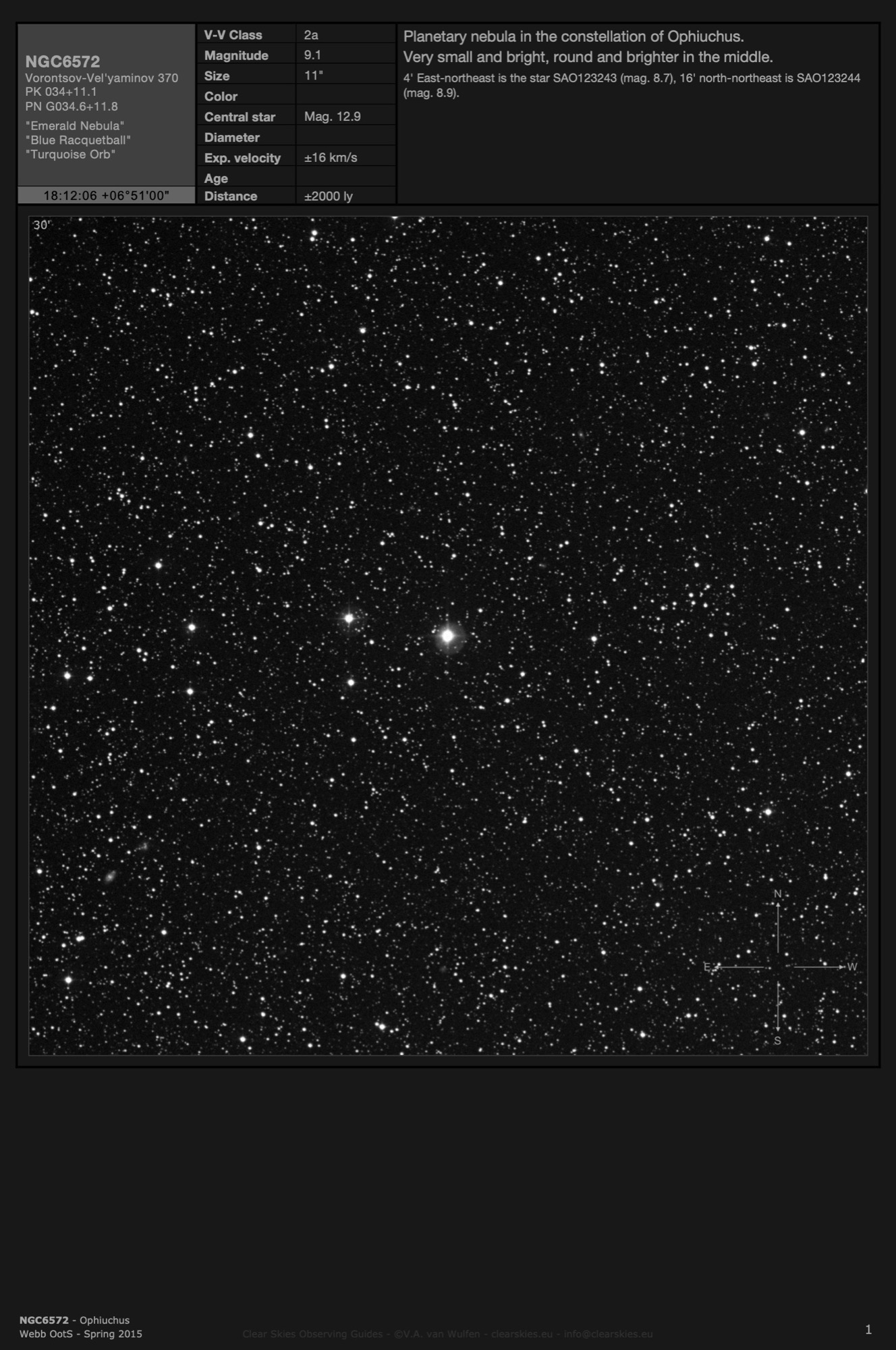 Planetary nebula NGC6572 - the "Emerald Nebula" in Ophiuchus Planetary nebula NGC6572 - the "Emerald Nebula" in Ophiuchus