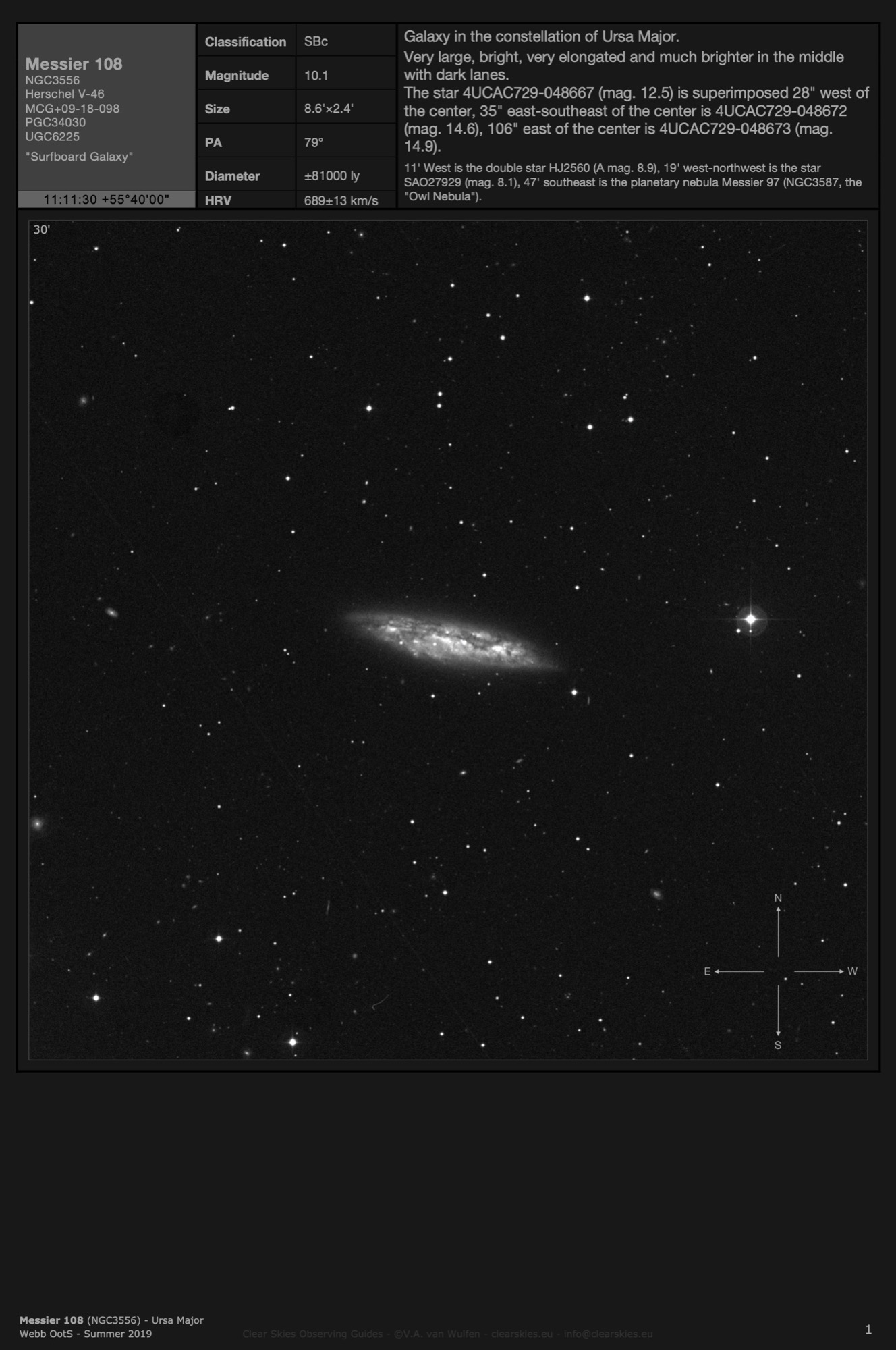 Galaxy Messier 108 (NGC3556) - the "Surfboard Galaxy" in Ursa Major Galaxy Messier 108 (NGC3556) - the "Surfboard Galaxy" in Ursa Major