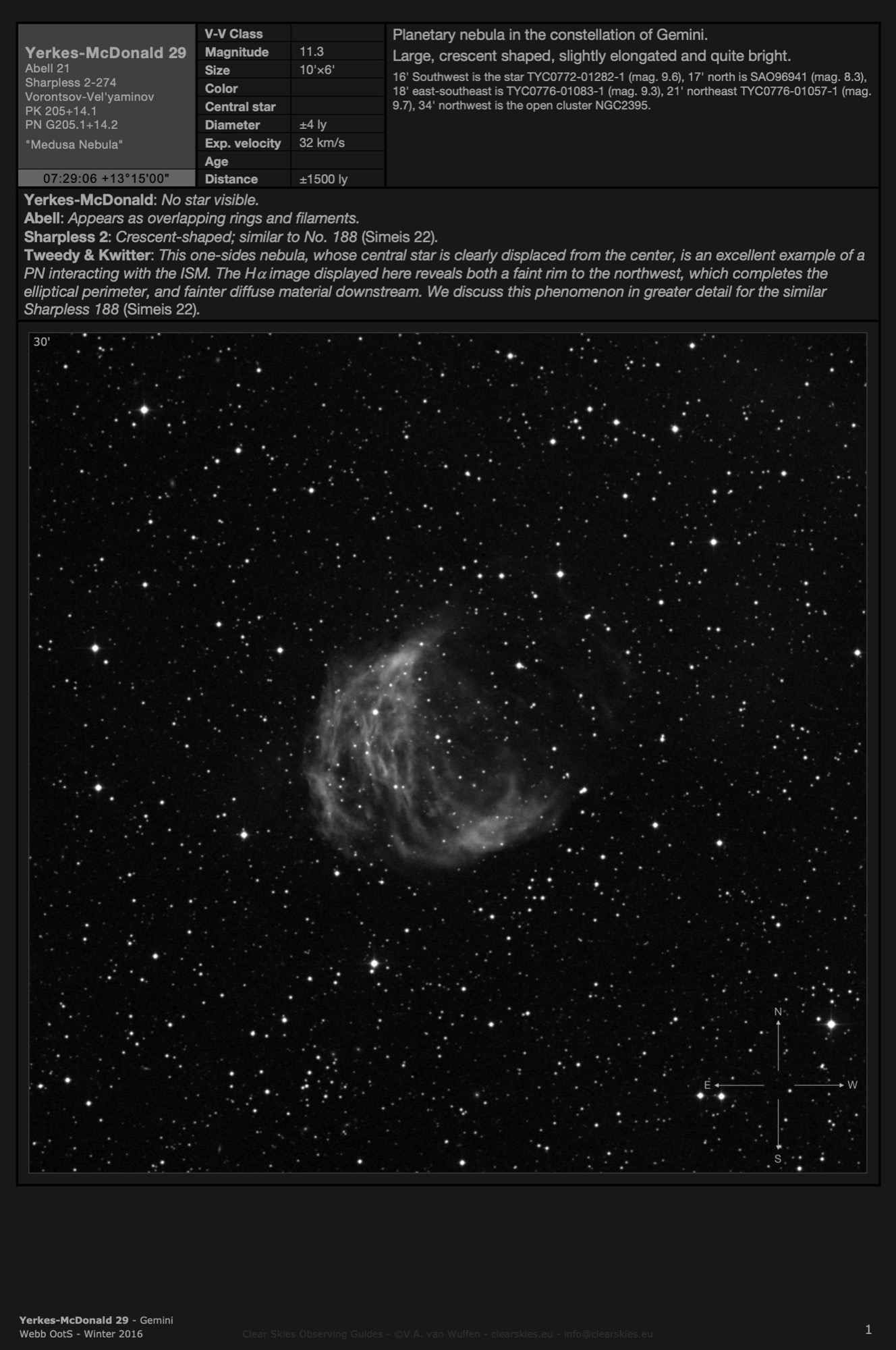 Planetary nebula Yerkes-McDonald 29 - the "Medusa Nebula" in Gemini Planetary nebula Yerkes-McDonald 29 - the "Medusa Nebula" in Gemini