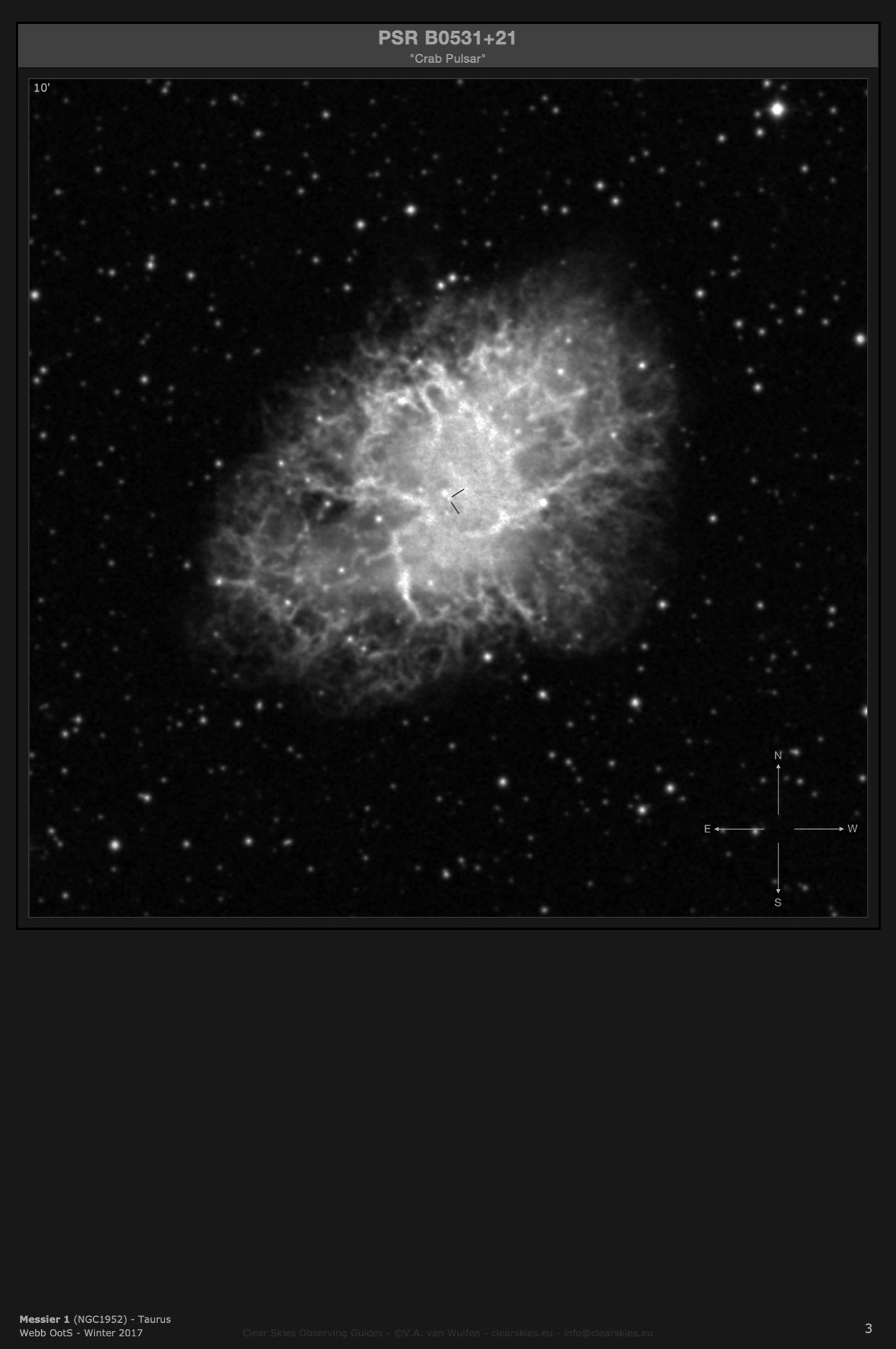 Supernova remnant Messier 1 (NGC1952) - the "Crab Nebula" in Taurus