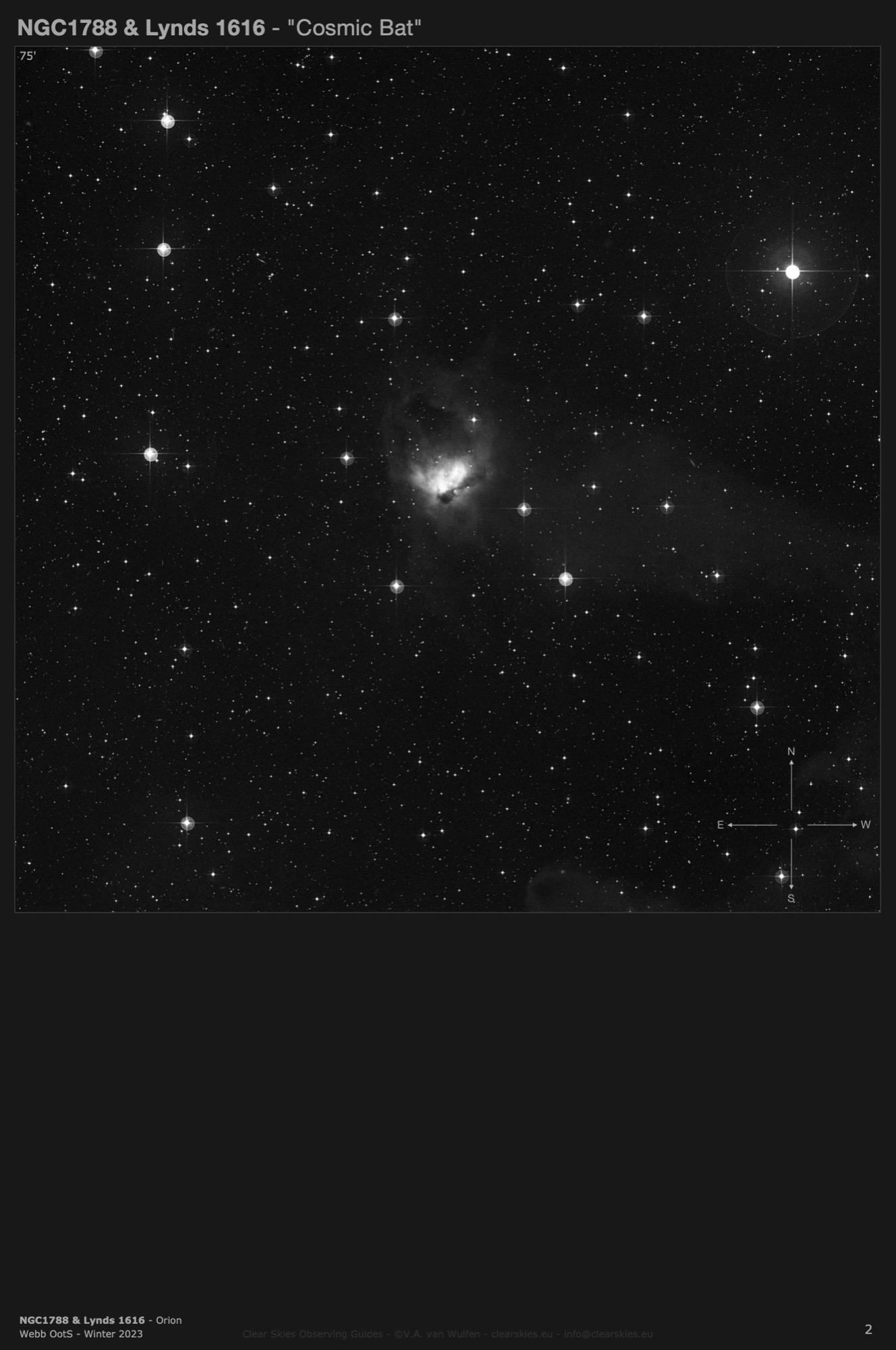 Reflection nebula NGC1788 & dark nebula Lynds 1616 - the "Cosmic Bat" in Orion Reflection nebula NGC1788 & dark nebula Lynds 1616 - the "Cosmic Bat" in Orion