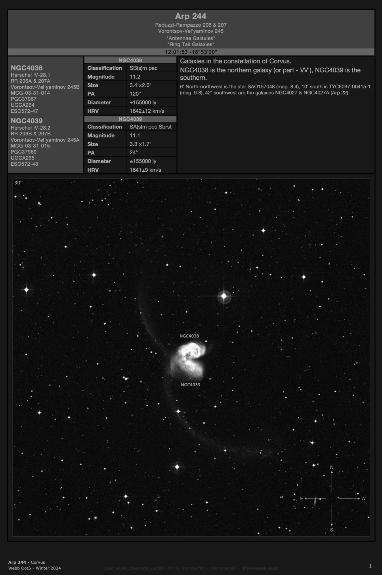 Galaxy pair NGC4038 & NGC4039 (Arp 244) - the "Antennae Galaxies" in Corvus Galaxy pair NGC4038 & NGC4039 (Arp 244) - the "Antennae Galaxies" in Corvus