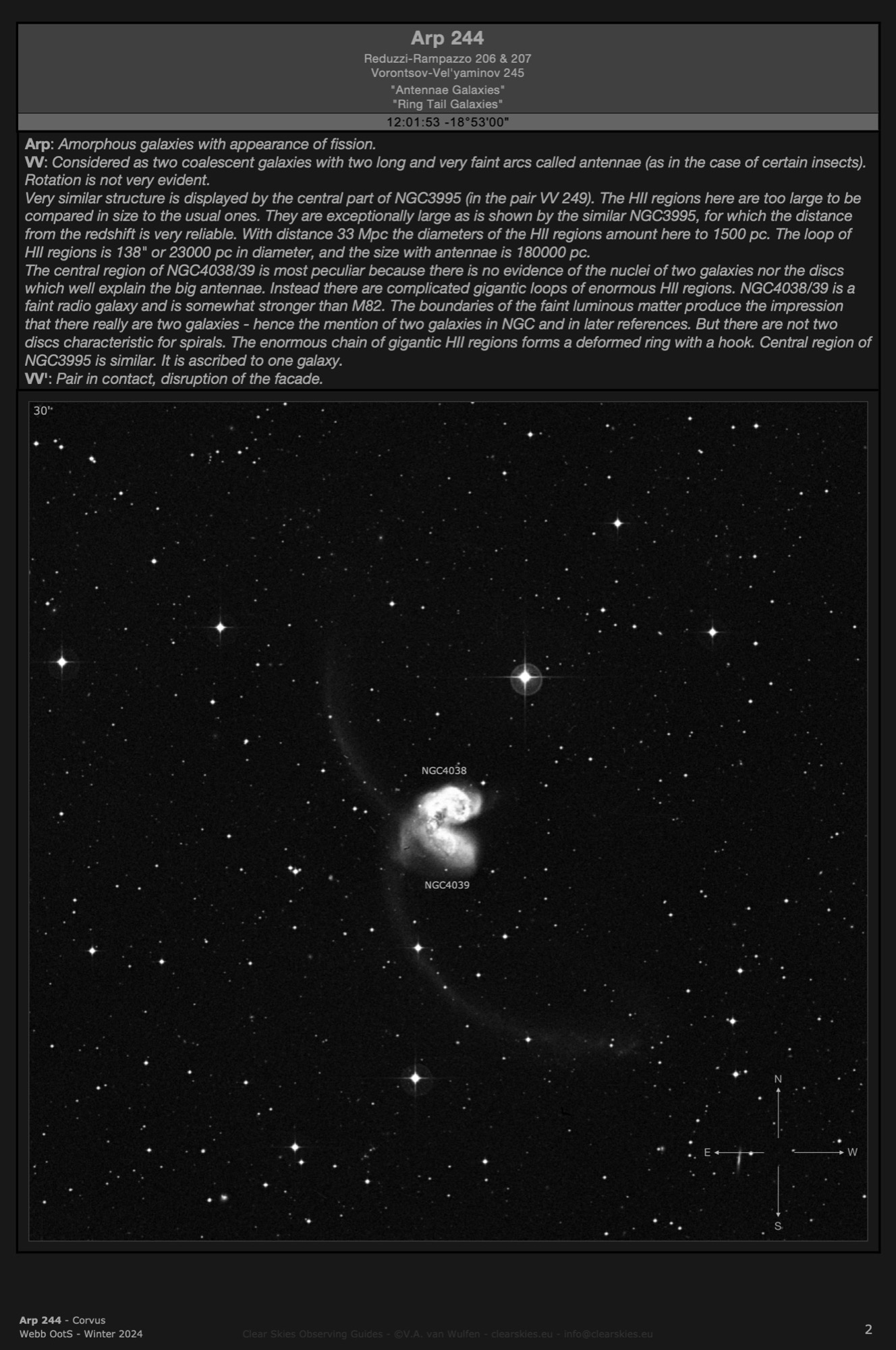 Galaxy pair NGC4038 & NGC4039 (Arp 244) - the "Antennae Galaxies" in Corvus Galaxy pair NGC4038 & NGC4039 (Arp 244) - the "Antennae Galaxies" in Corvus
