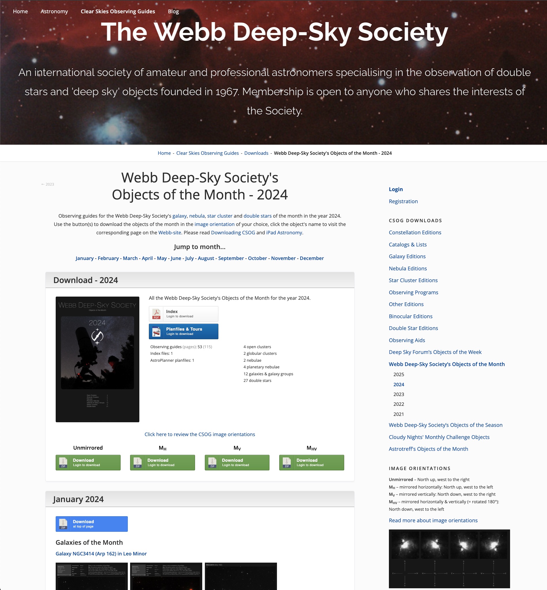 CSOG Downloads - Webb Deep-Sky Society's Objects of the Month - 2024