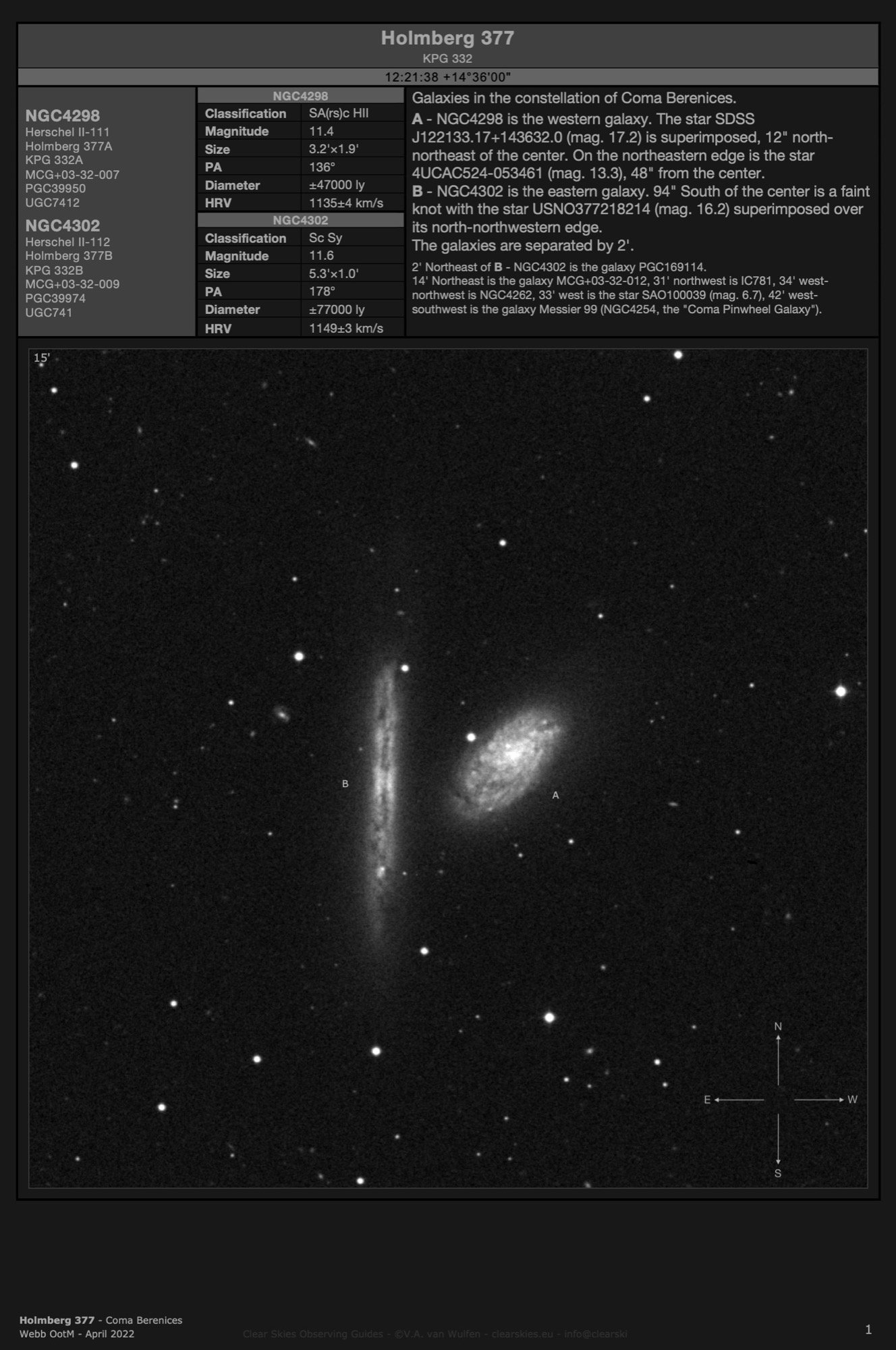 Galaxy pair Holmberg 377 (NGC4298 & NGC4302) in Coma Berenices Galaxy pair Holmberg 377 (NGC4298 & NGC4302) in Coma Berenices