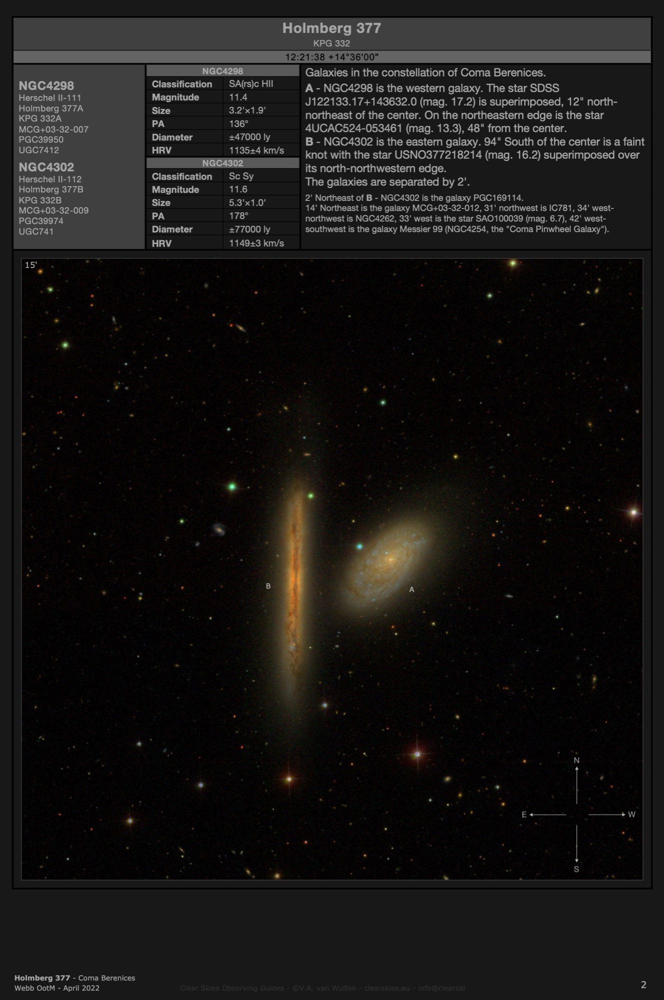 Galaxy pair Holmberg 377 (NGC4298 & NGC4302) in Coma Berenices Galaxy pair Holmberg 377 (NGC4298 & NGC4302) in Coma Berenices