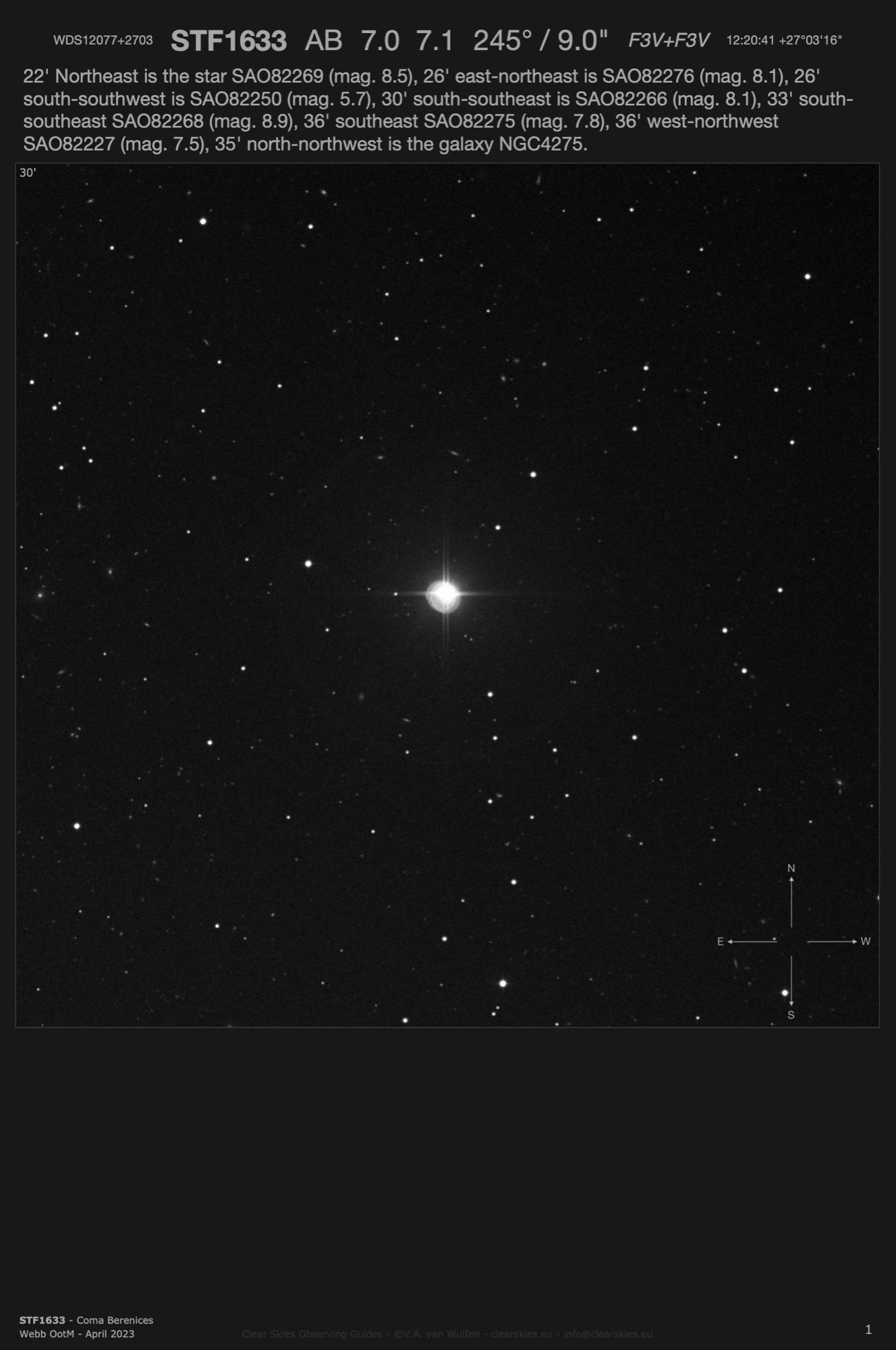 STF1633 (WDS12077+2703) in Coma Berenices STF1633 (WDS12077+2703) in Coma Berenices