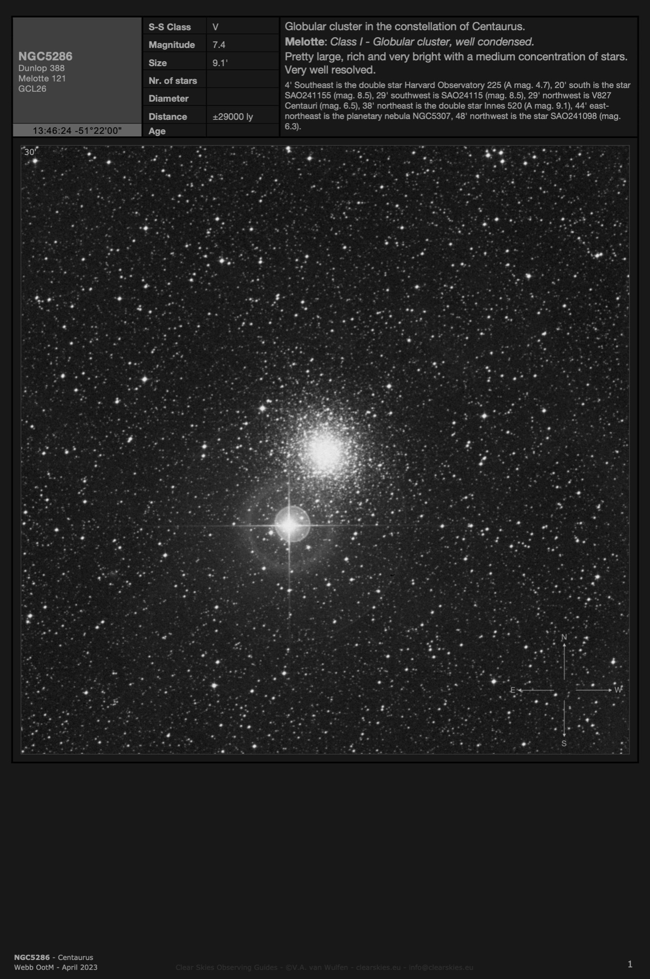 Globular cluster NGC5286 in Centaurus Globular cluster NGC5286 in Centaurus