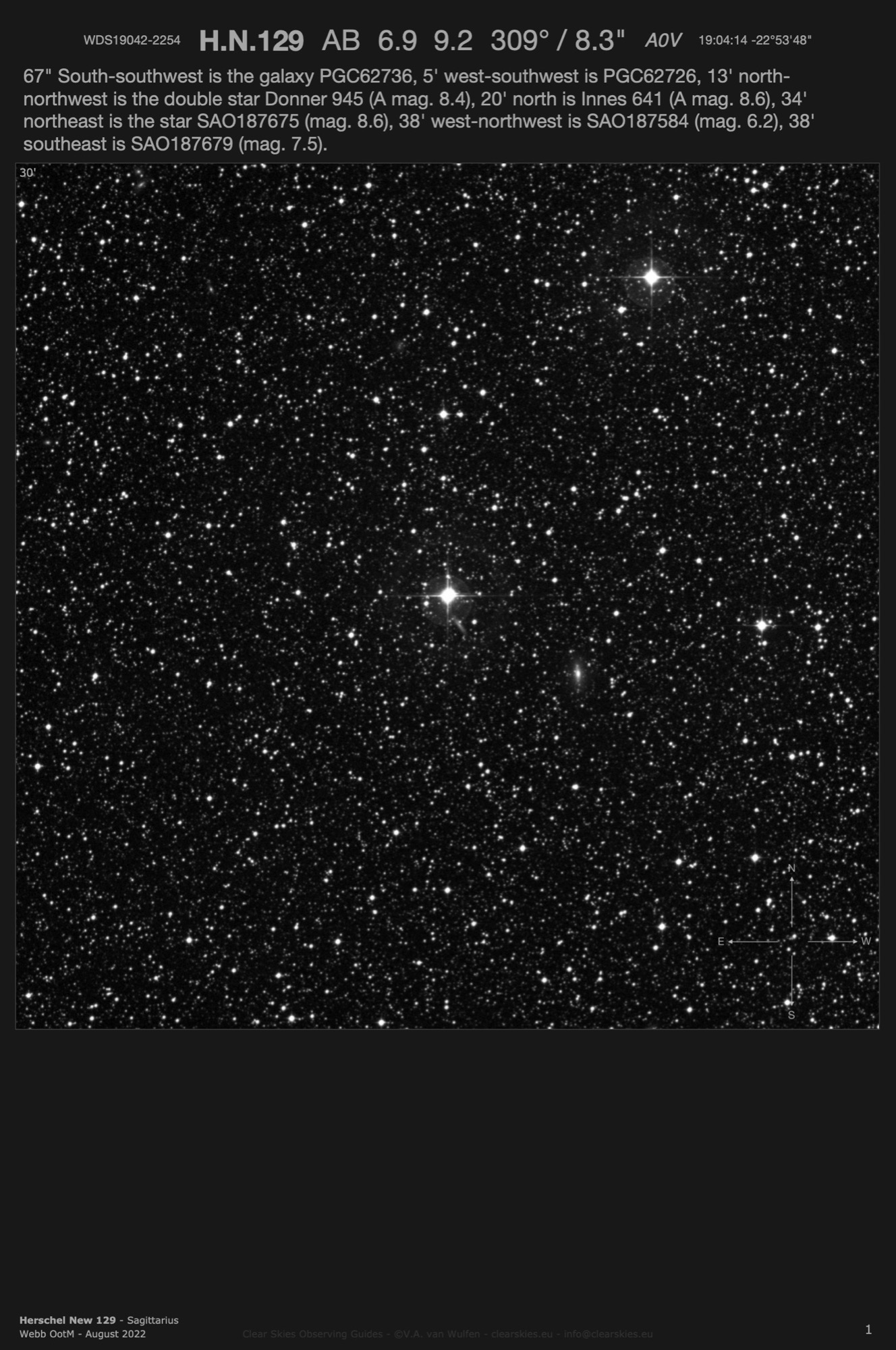 Herschel New 129 (WDS19042-2254) in Sagittarius Herschel New 129 (WDS19042-2254) in Sagittarius