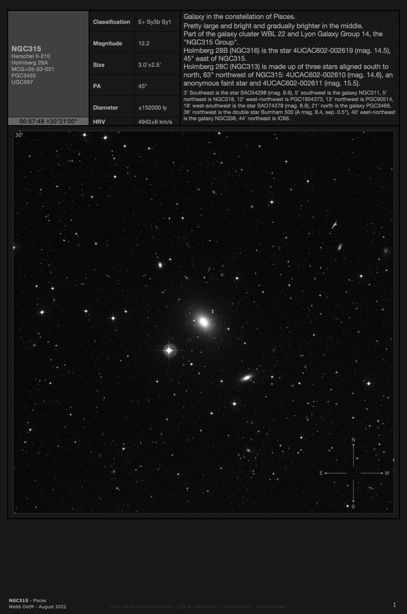 Galaxy NGC315 in Pisces Galaxy NGC315 in Pisces
