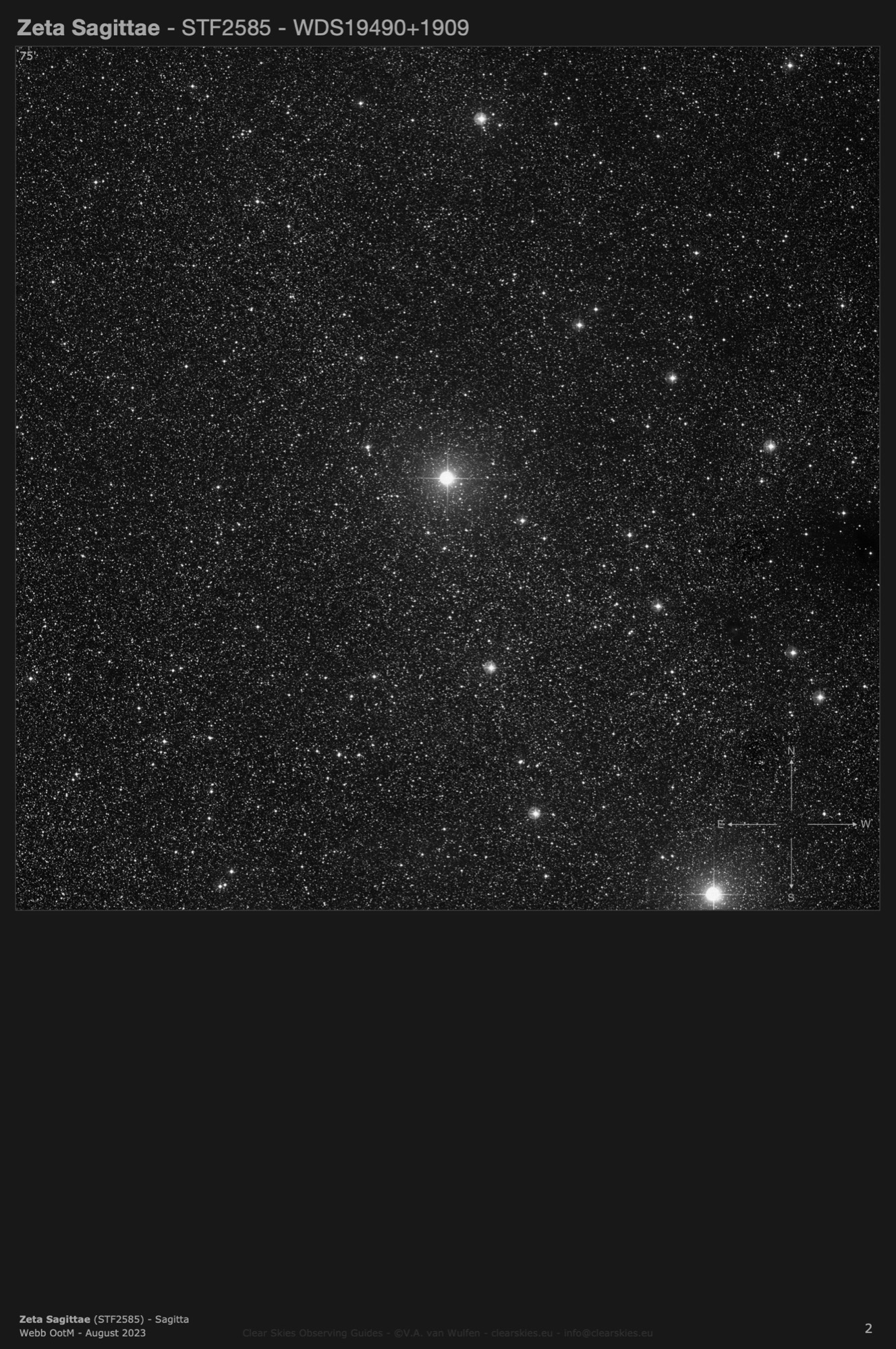 Zeta Sagittae (STF2585 - WDS19490+1909) in Sagitta Zeta Sagittae (STF2585 - WDS19490+1909) in Sagitta