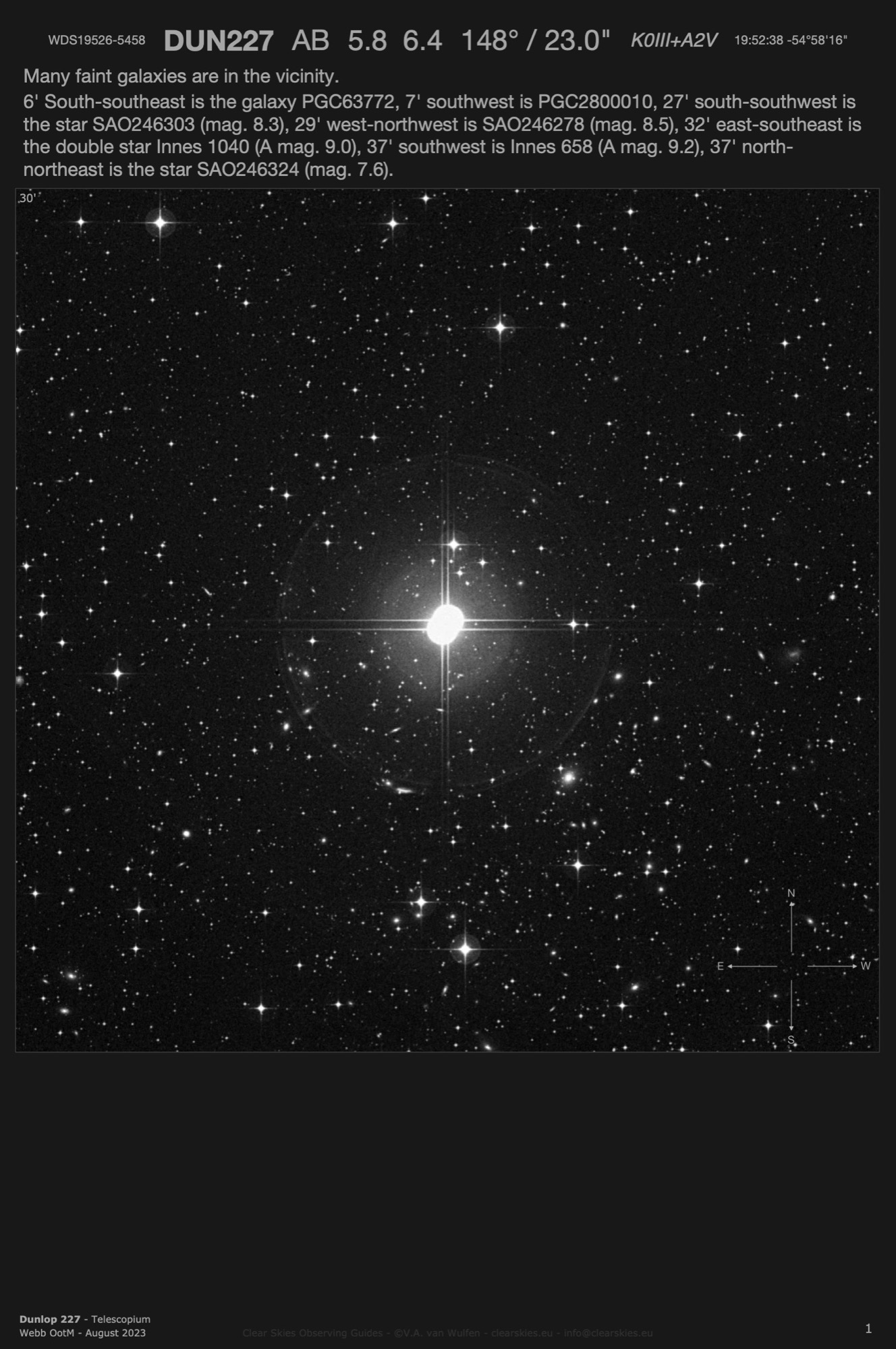 Dunlop 227 (WDS19526-5458) in Telescopium Dunlop 227 (WDS19526-5458) in Telescopium