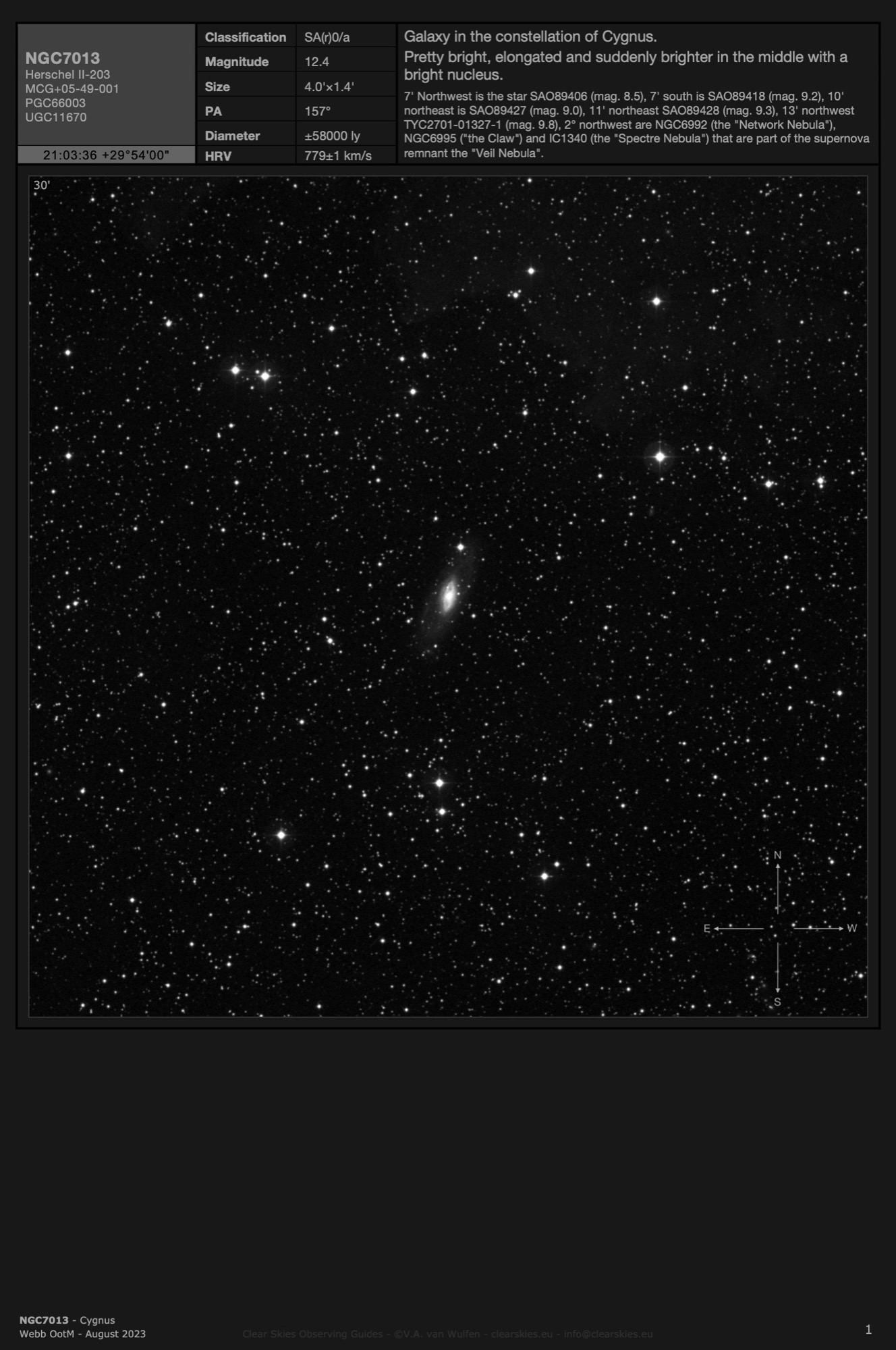 Galaxy NGC7013 in Cygnus Galaxy NGC7013 in Cygnus