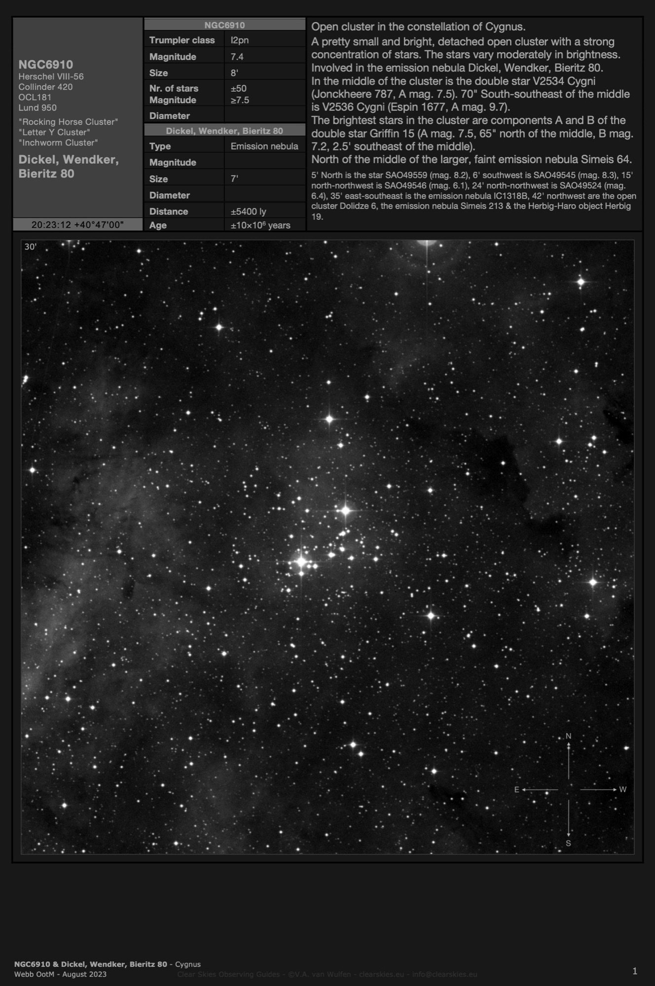 Open cluster NGC6910 - the "Rocking Horse Cluster" in Cygnus Open cluster NGC6910 - the "Rocking Horse Cluster" in Cygnus