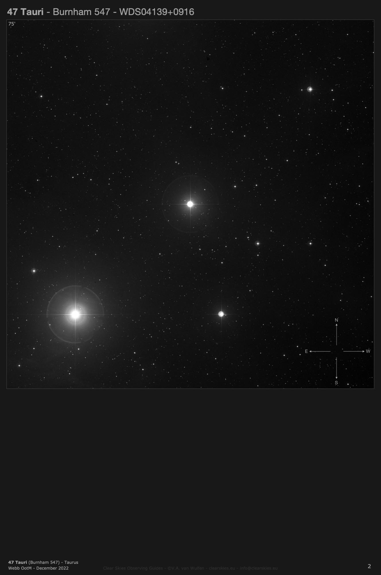 47 Tauri (Burnham 547 - WDS04139+0916) in Taurus 47 Tauri (Burnham 547 - WDS04139+0916) in Taurus