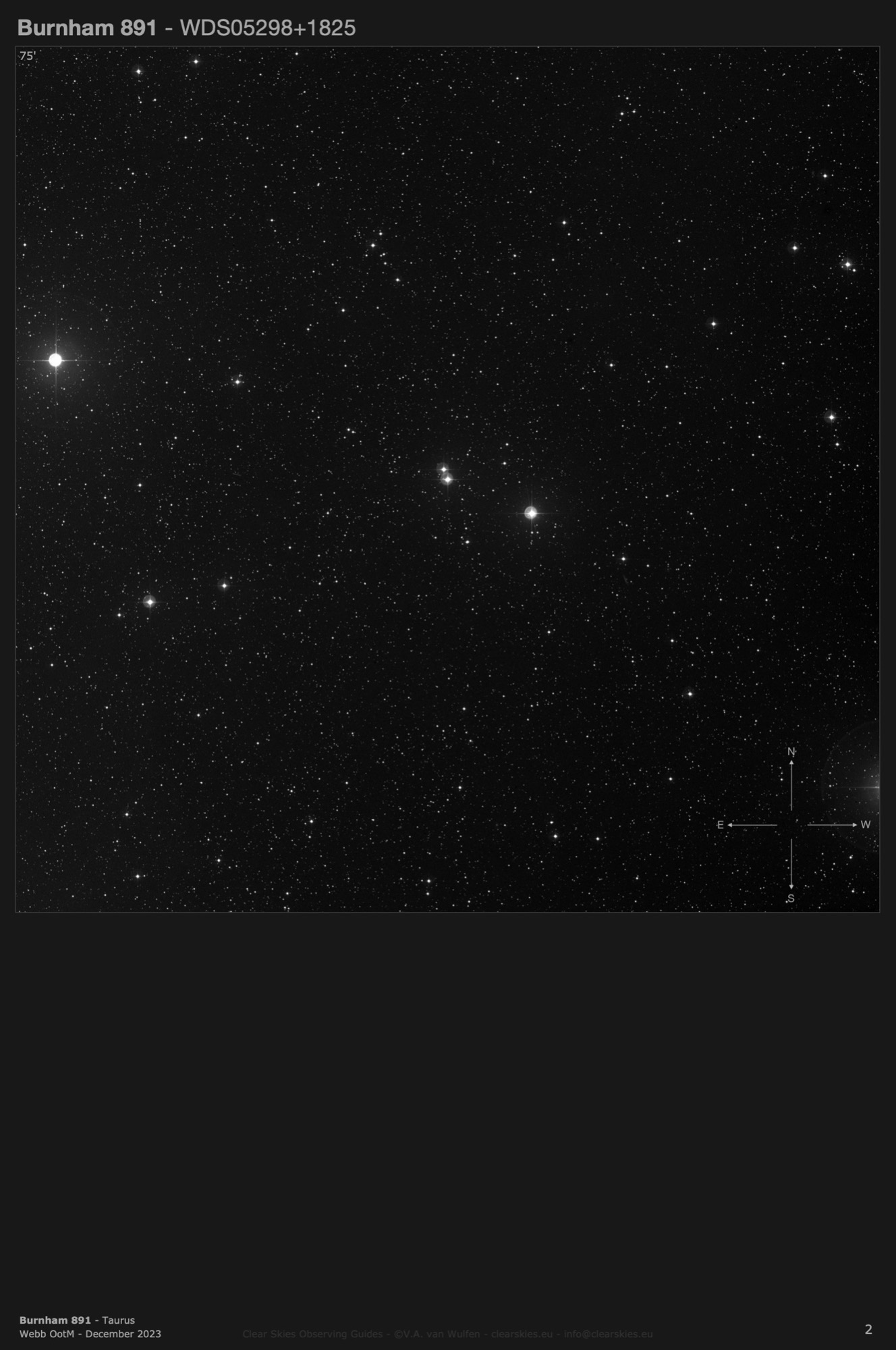 Burnham 891 (WDS05298+1825) in Taurus Burnham 891 (WDS05298+1825) in Taurus