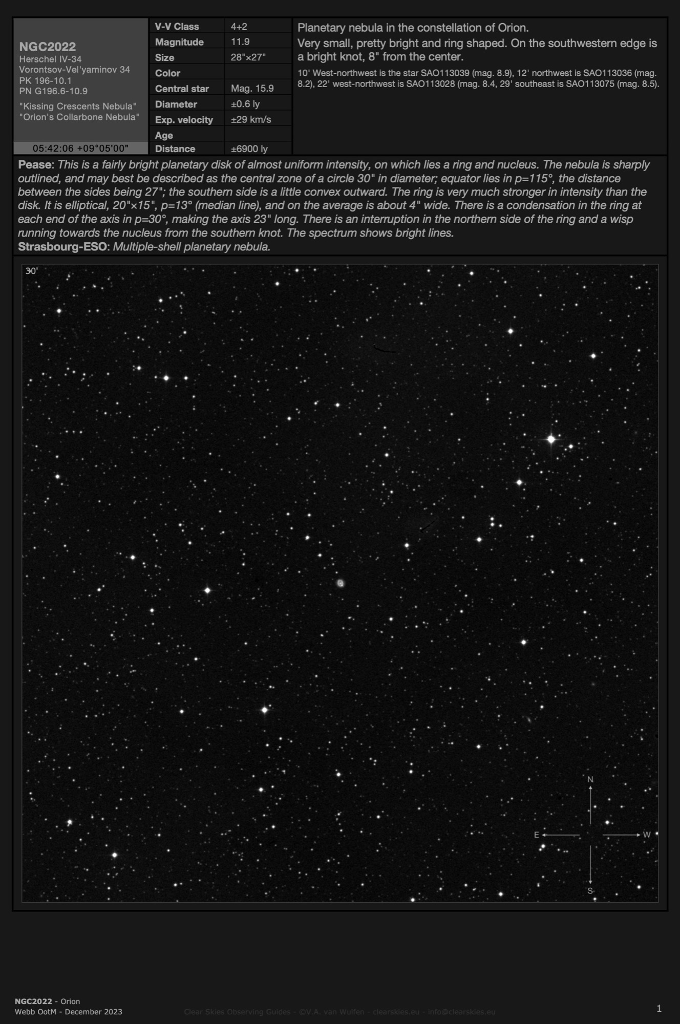 Planetary nebula NGC2022 - the "Kissing Crescents Nebula" in Orion Planetary nebula NGC2022 - the "Kissing Crescents Nebula" in Orion