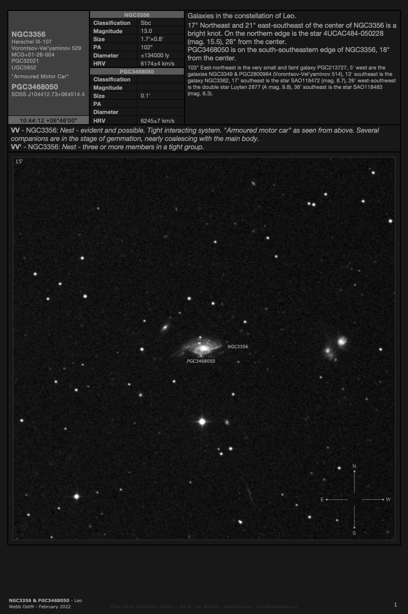 Galaxy pair NGC3356 (Vorontsov-Vel'yaminov 529) - the "Armoured Motor Car" & PGC3468050 in Leo Galaxy pair NGC3356 (Vorontsov-Vel'yaminov 529) - the "Armoured Motor Car" & PGC3468050 in Leo