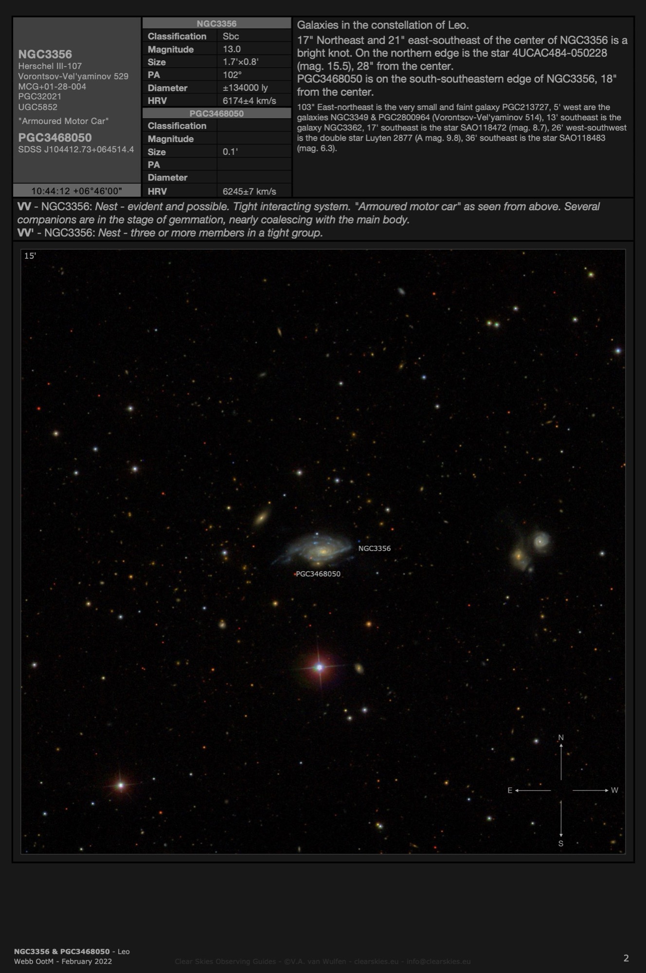 Galaxy pair NGC3356 (Vorontsov-Vel'yaminov 529) - the "Armoured Motor Car" & PGC3468050 in Leo Galaxy pair NGC3356 (Vorontsov-Vel'yaminov 529) - the "Armoured Motor Car" & PGC3468050 in Leo