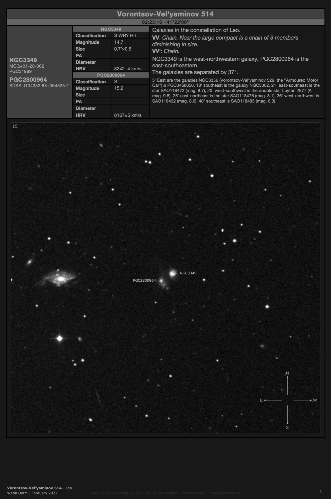 Galaxy pair Vorontsov-Vel'yaminov 514 (NGC3349 & PGC2800694) in Leo Galaxy pair Vorontsov-Vel'yaminov 514 (NGC3349 & PGC2800694) in Leo