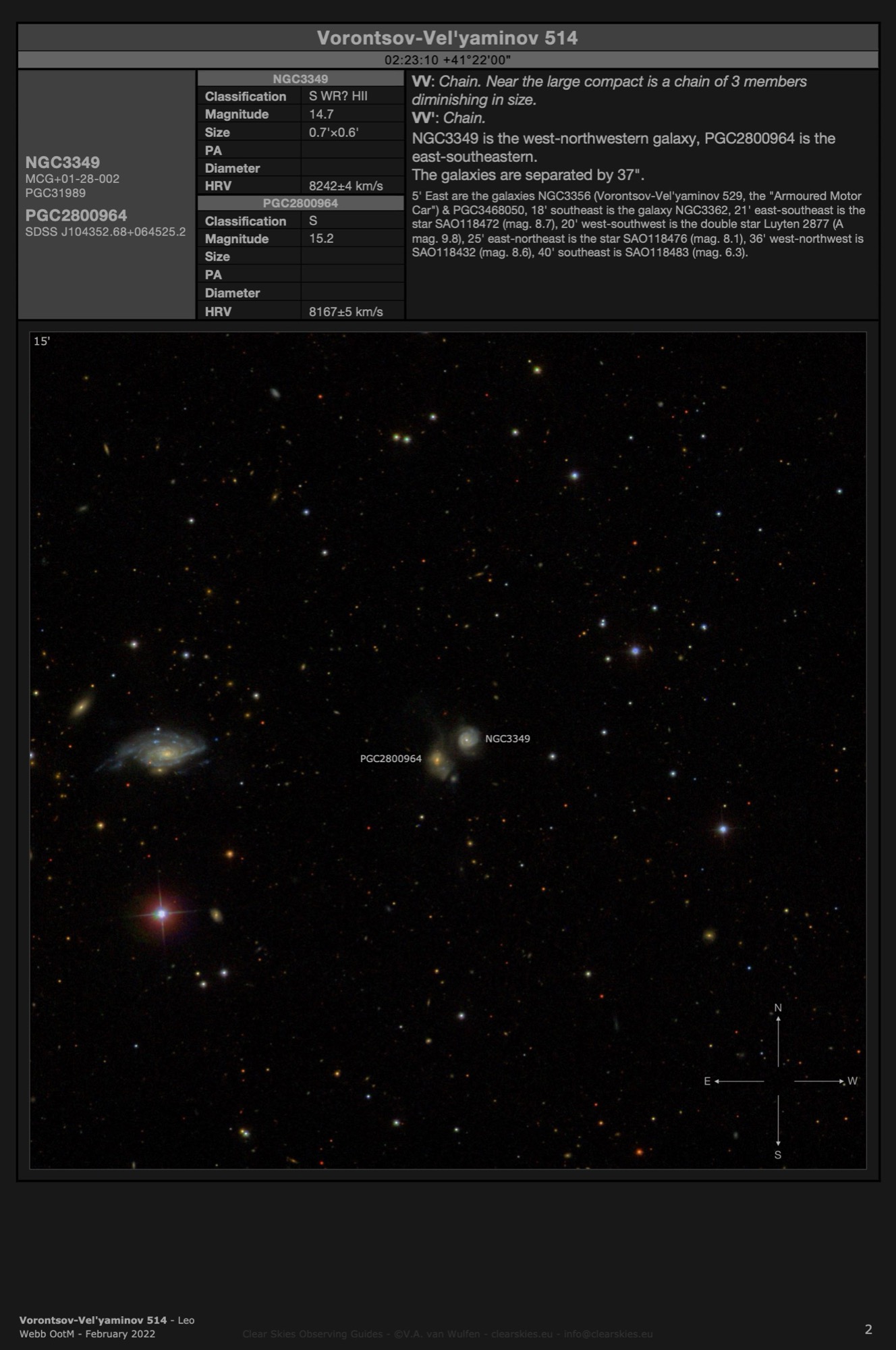 Galaxy pair Vorontsov-Vel'yaminov 514 (NGC3349 & PGC2800694) in Leo Galaxy pair Vorontsov-Vel'yaminov 514 (NGC3349 & PGC2800694) in Leo