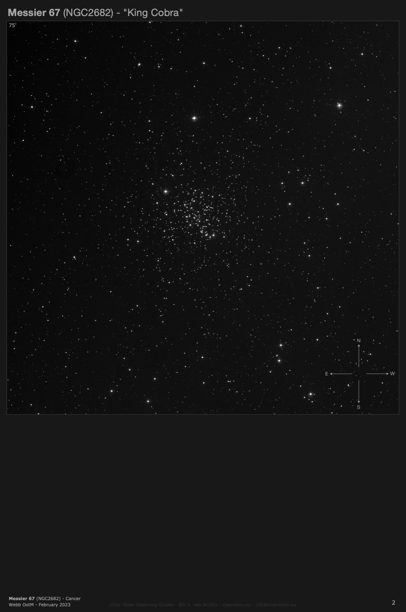 Open cluster Messier 67 (NGC2682) - the "King Cobra" in Cancer Open cluster Messier 67 (NGC2682) - the "King Cobra" in Cancer
