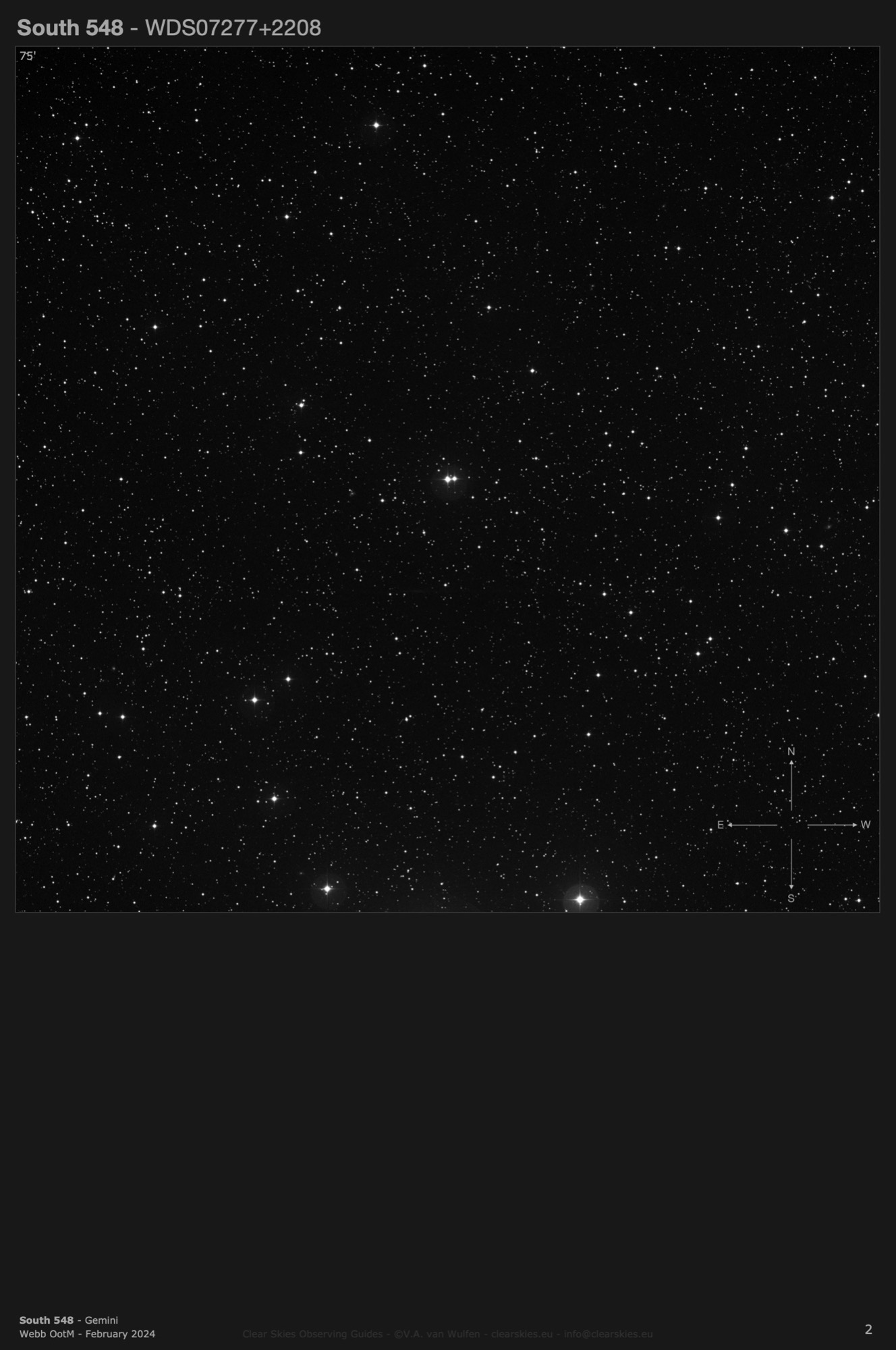 South 548 (WDS07277+2208) in Gemini South 548 (WDS07277+2208) in Gemini
