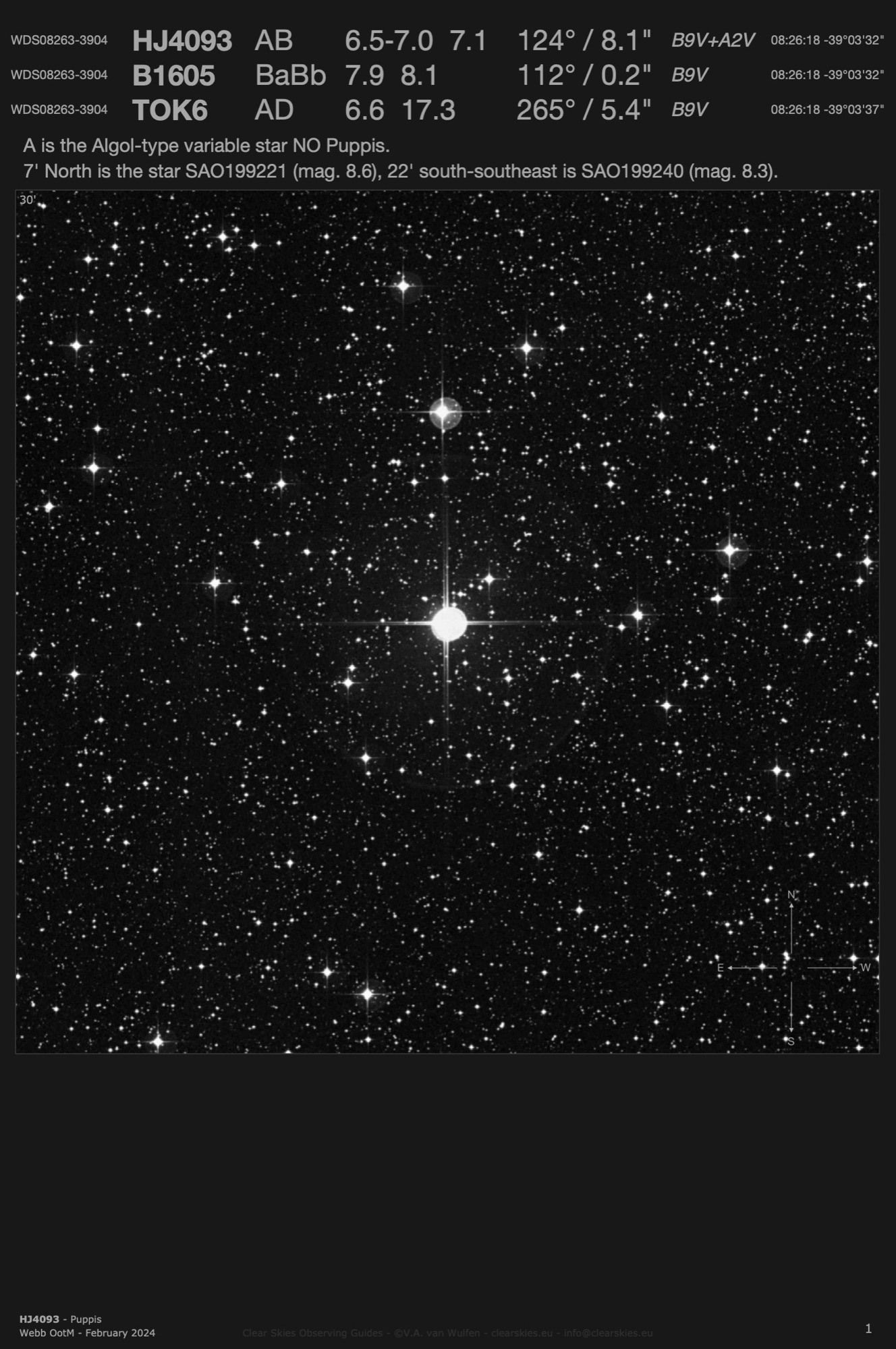 HJ4093 (WDS08263-3904) in Puppis HJ4093 (WDS08263-3904) in Puppis