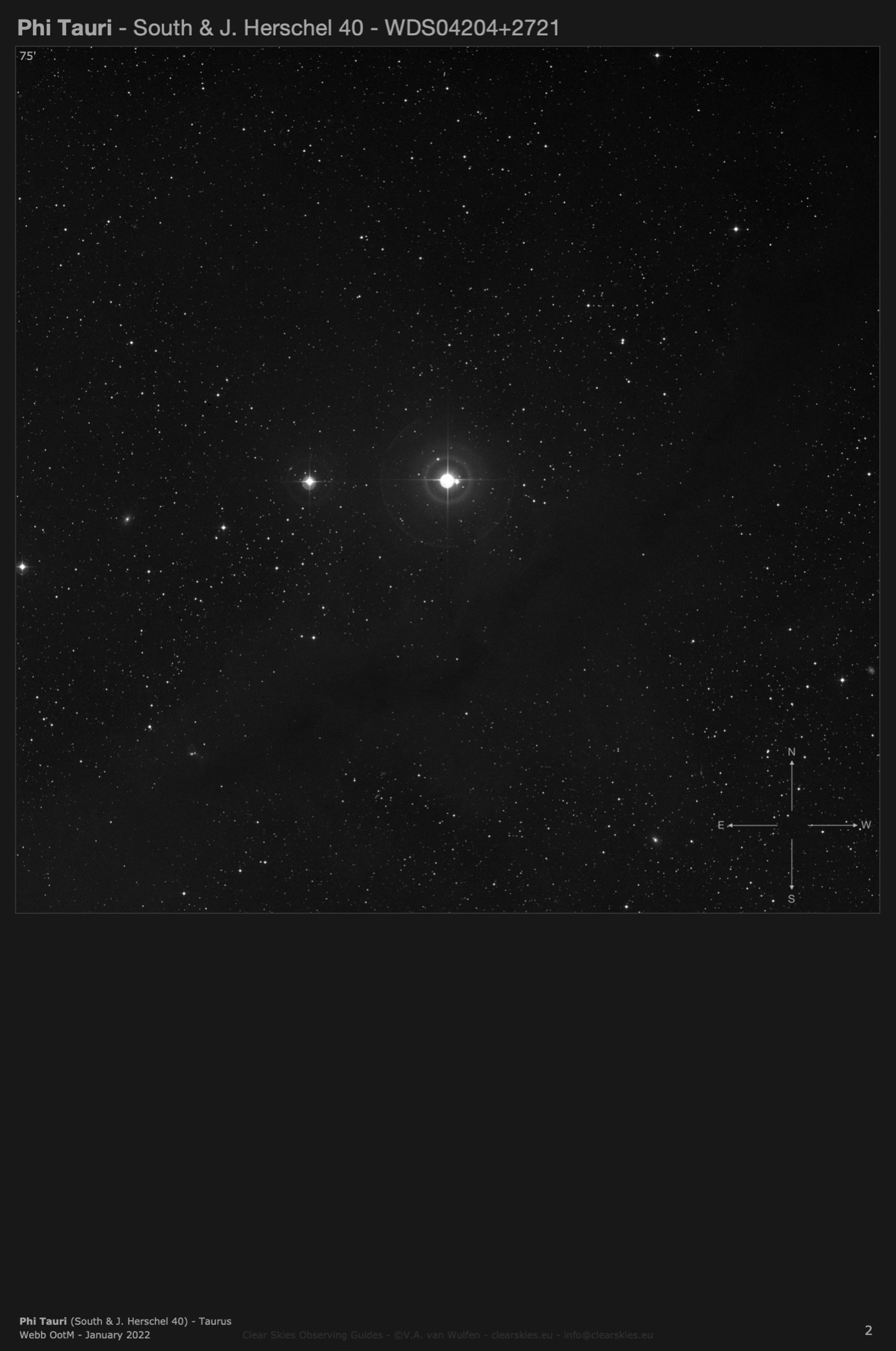 Phi Tauri - South & J. Herschel 40 (WDS04204+2721) in Taurus Phi Tauri - South & J. Herschel 40 (WDS04204+2721) in Taurus
