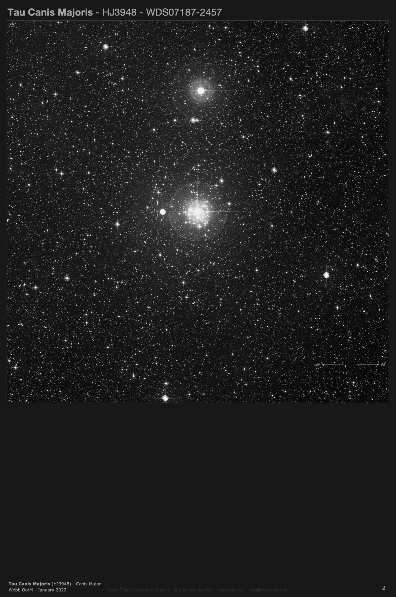 Tau Canis Majoris - HJ3948 (WDS07187-2457) in Canis Major Tau Canis Majoris - HJ3948 (WDS07187-2457) in Canis Major
