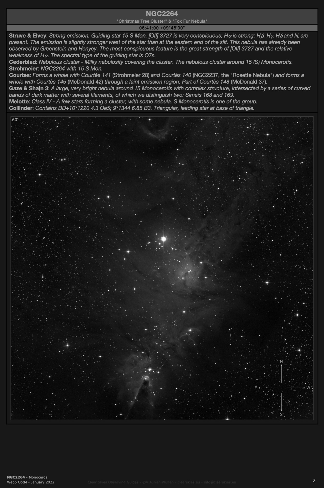 Open cluster & emission nebula NGC2264 - the "Christmas Tree Cluster” and the “Fox Fur Nebula" in Monoceros Open cluster & emission nebula NGC2264 - the "Christmas Tree Cluster” and the “Fox Fur Nebula" in Monoceros