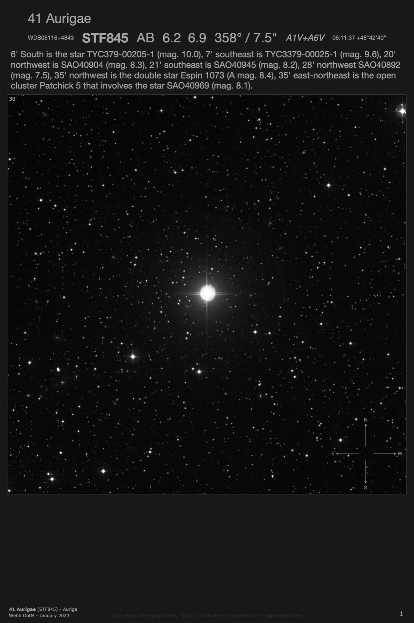 41 Aurigae (STF845 - WDS06116-4843) in Auriga 41 Aurigae (STF845 - WDS06116-4843) in Auriga