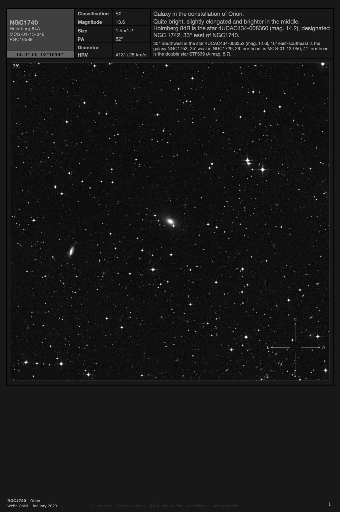 Galaxy NGC1740 in Orion Galaxy NGC1740 in Orion