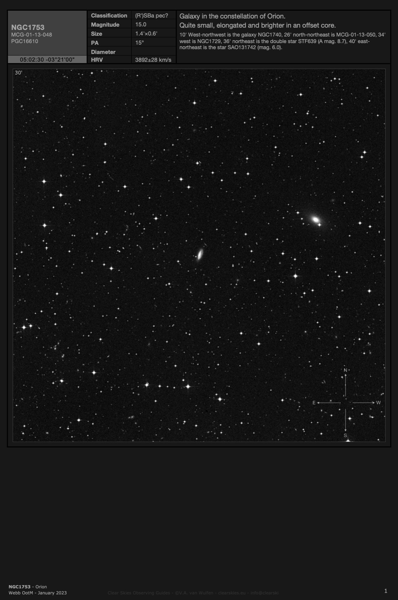 Galaxy NGC1753 in Orion Galaxy NGC1753 in Orion