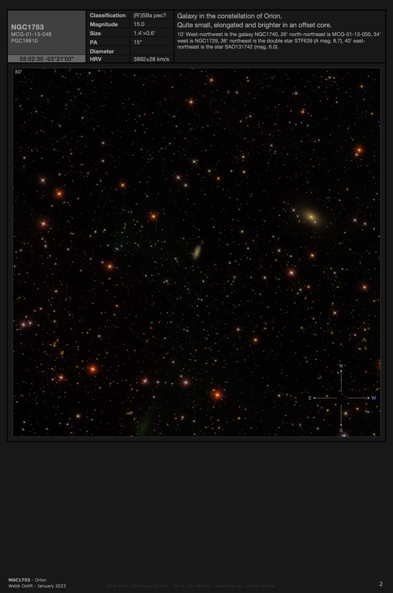Galaxy NGC1753 in Orion Galaxy NGC1753 in Orion