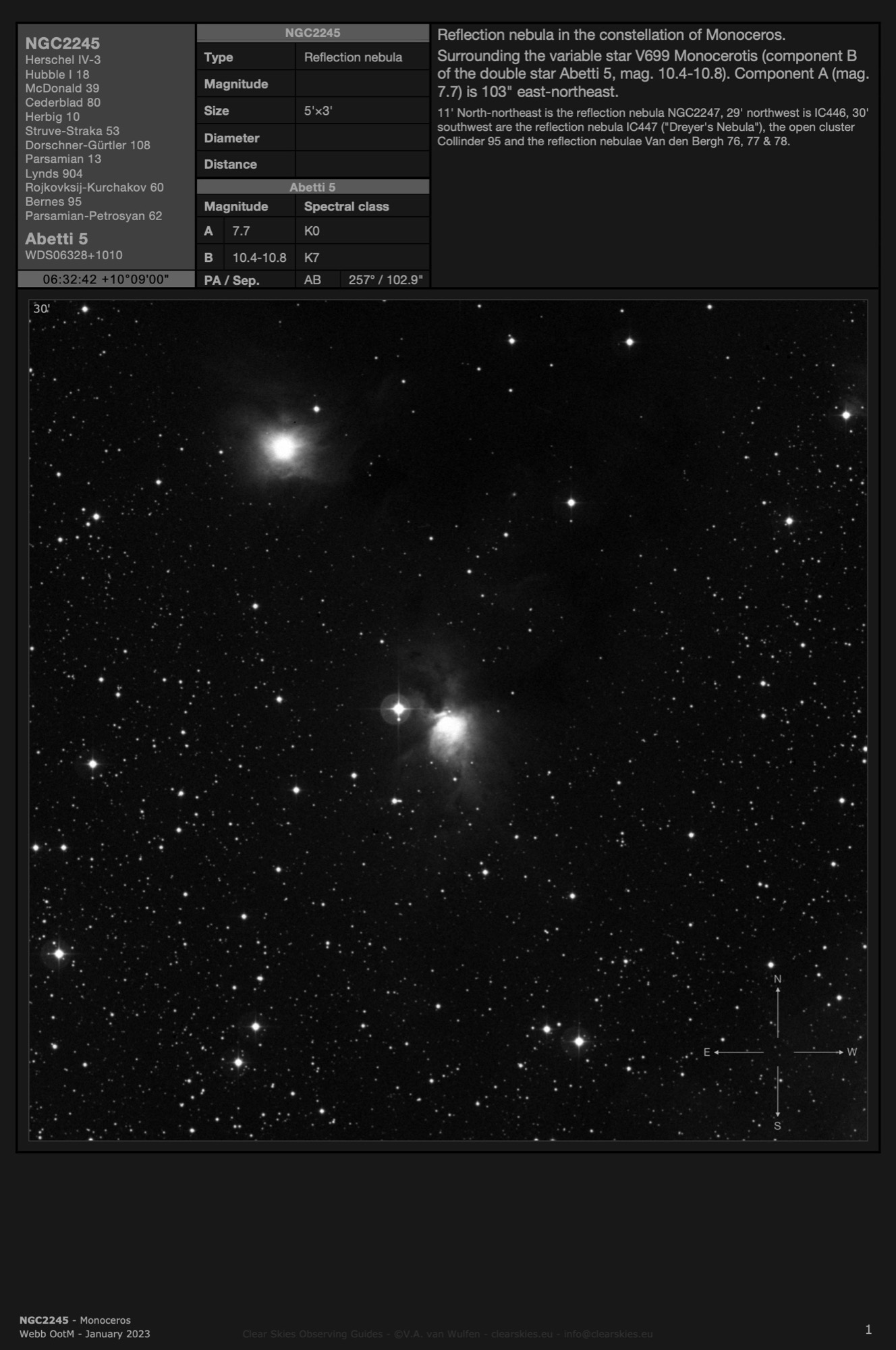 Reflection nebula NGC2245 in Monoceros Reflection nebula NGC2245 in Monoceros