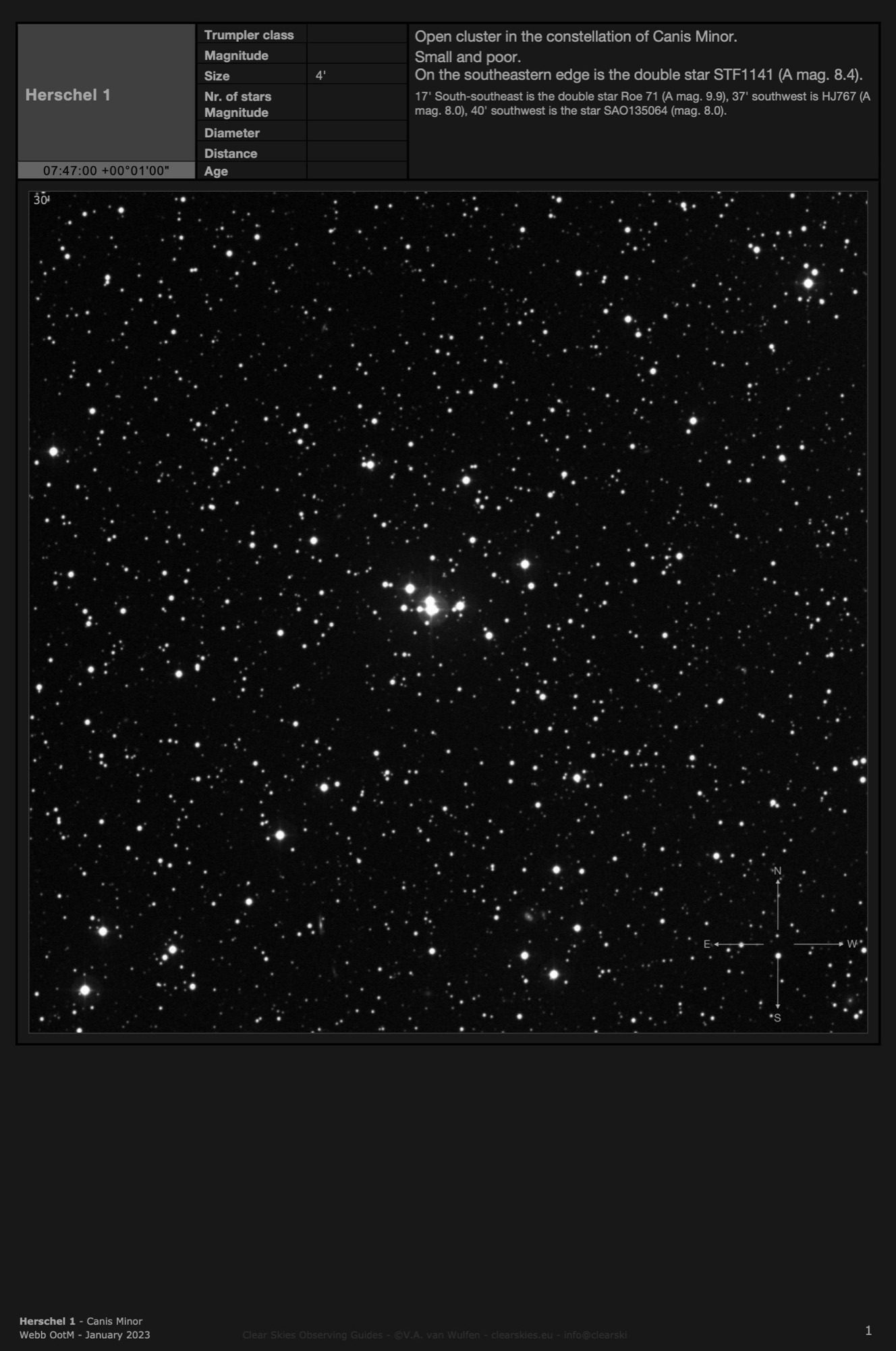Open cluster Herschel 1 in Canis Minor Open cluster Herschel 1 in Canis Minor