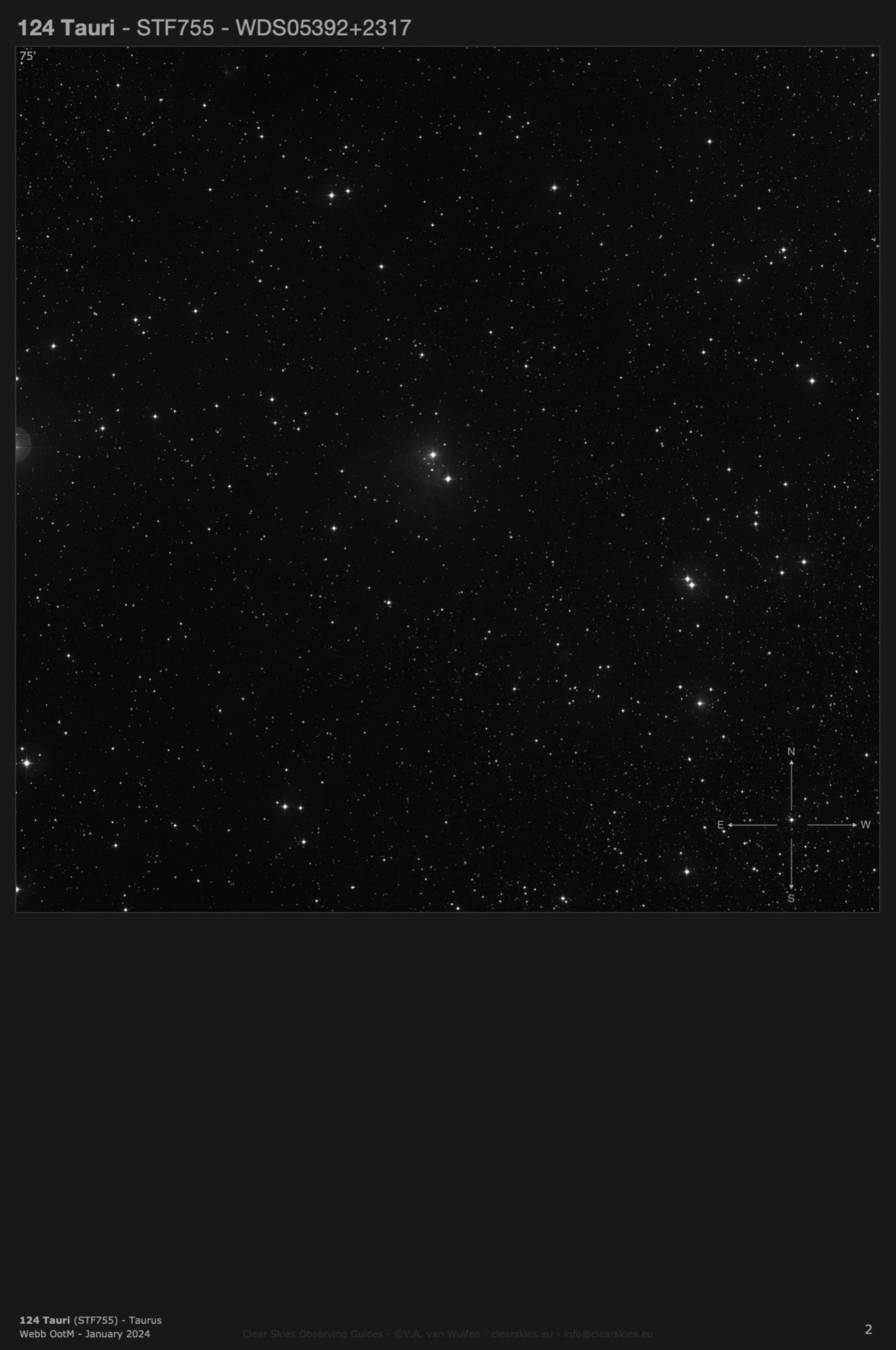 124 Tauri (STF755 - WDS05392+2317) in Taurus 124 Tauri (STF755 - WDS05392+2317) in Taurus
