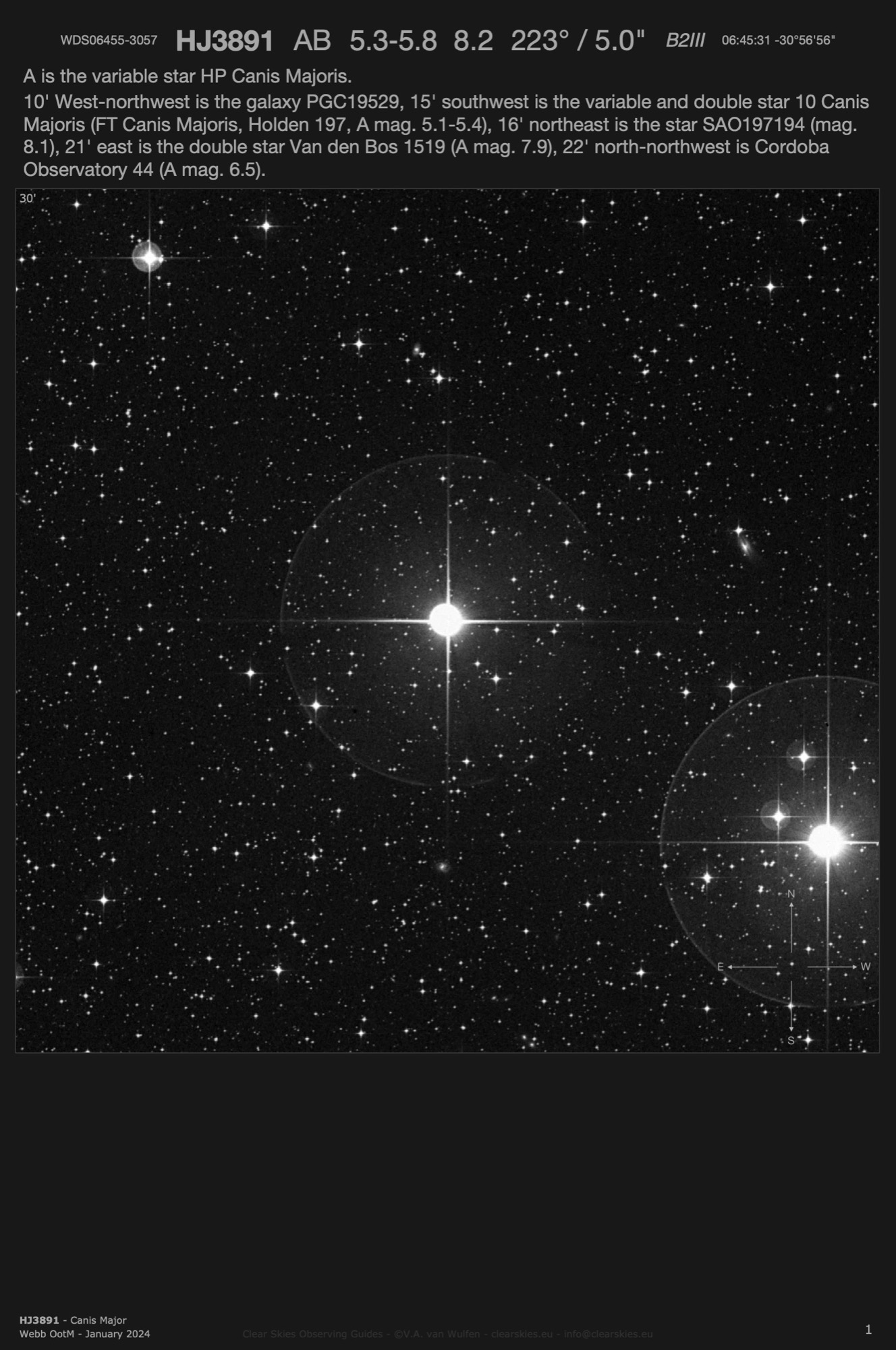 HJ3891 (WDS06455-3057) in Canis Major HJ3891 (WDS06455-3057) in Canis Major