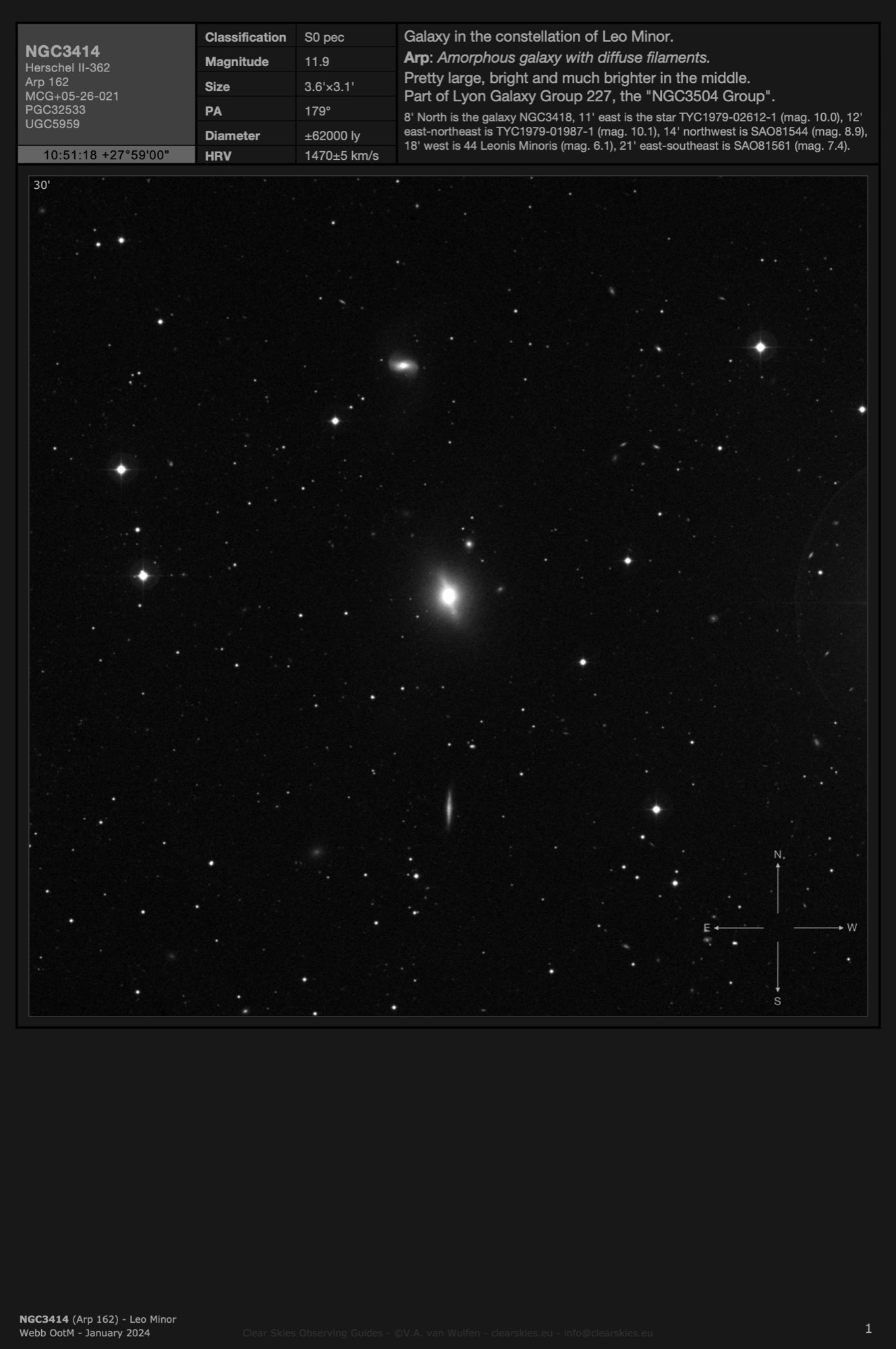 Galaxy NGC3414 (Arp 162) in Leo Minor Galaxy NGC3414 (Arp 162) in Leo Minor