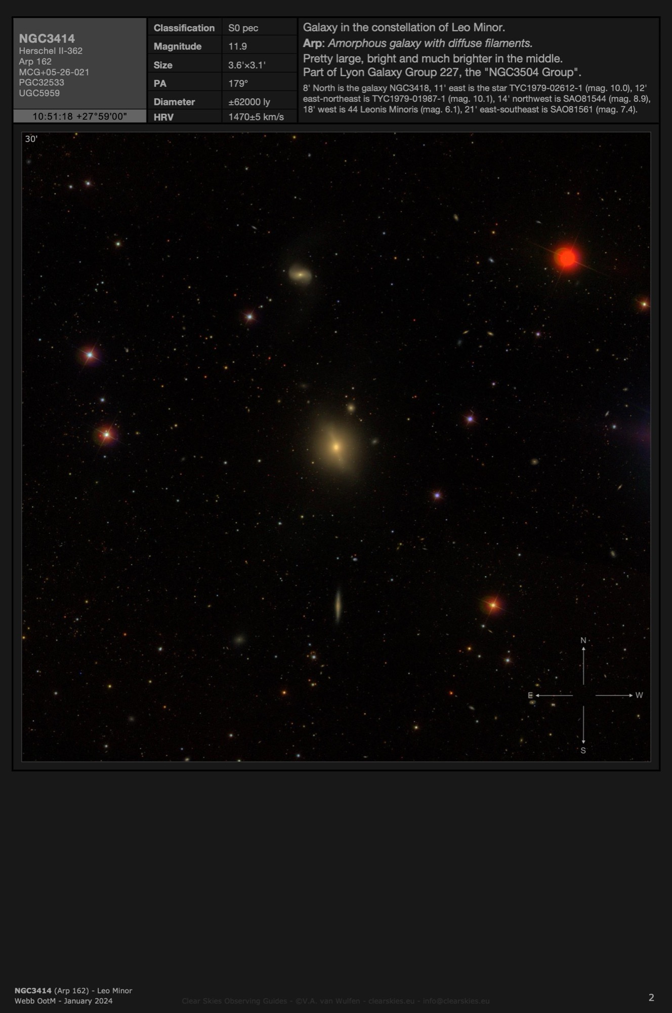 Galaxy NGC3414 (Arp 162) in Leo Minor Galaxy NGC3414 (Arp 162) in Leo Minor