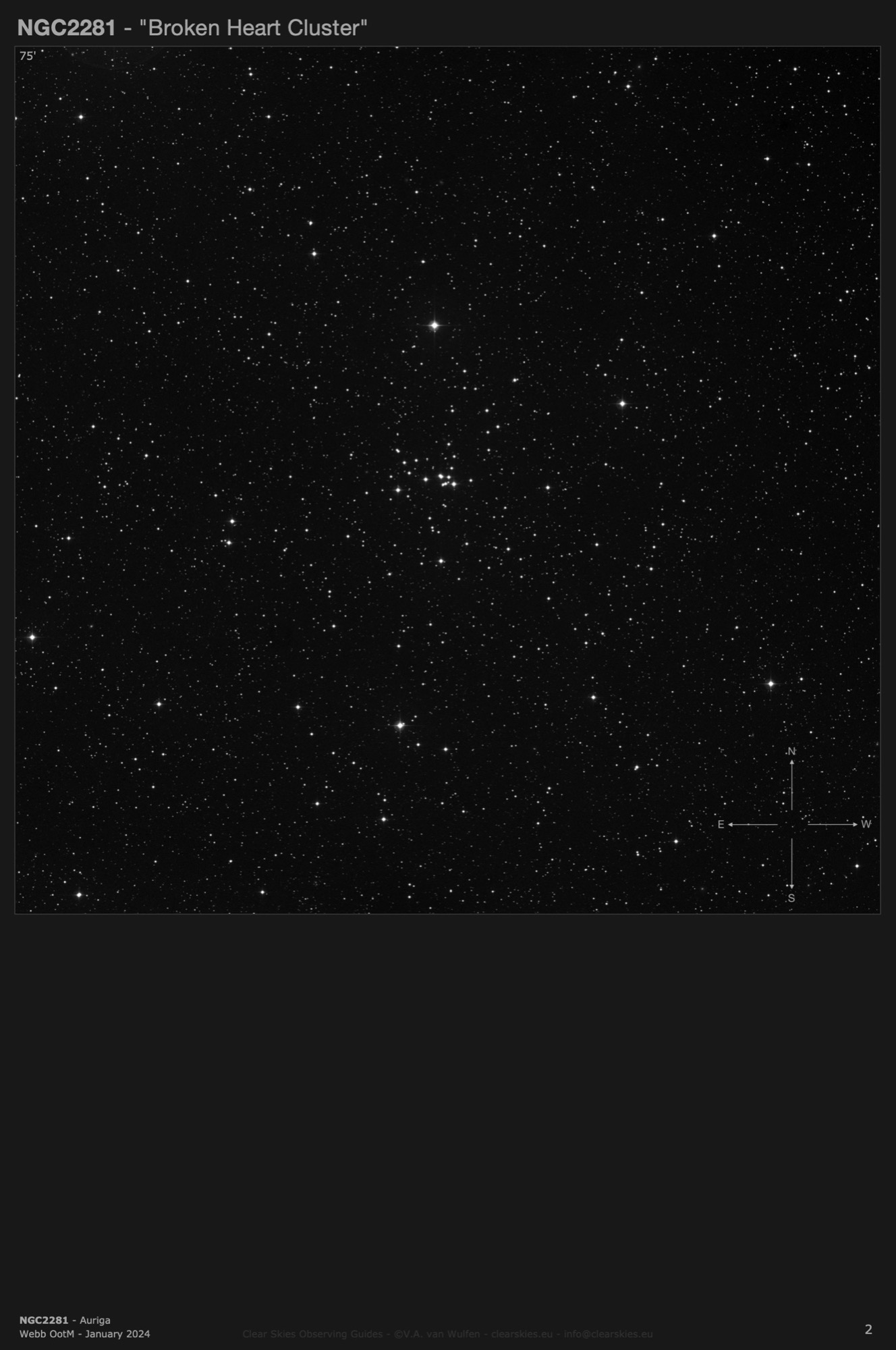 Open cluster NGC2281 - the "Broken Heart Cluster" in Auriga Open cluster NGC2281 - the "Broken Heart Cluster" in Auriga