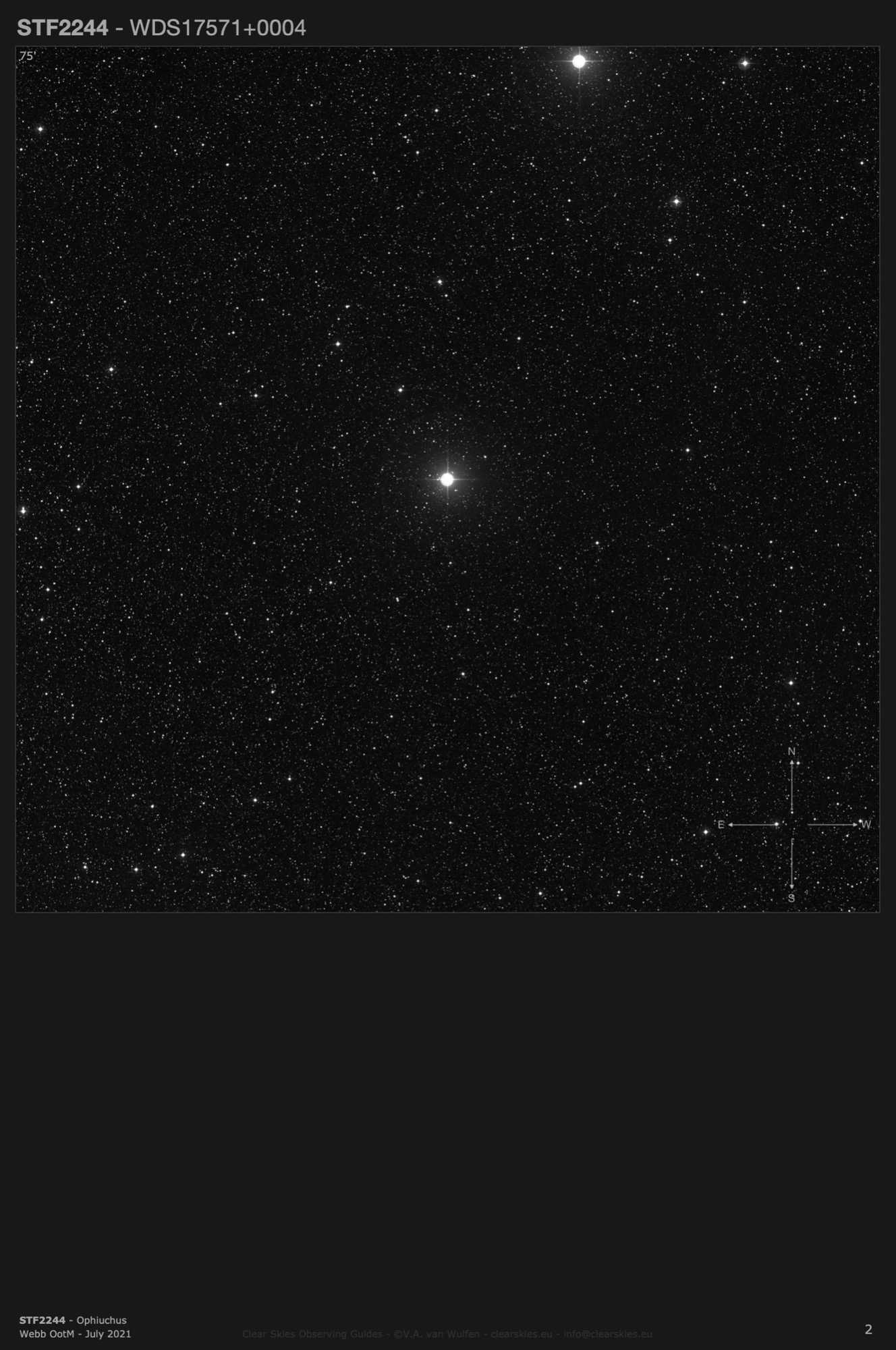 Double star STF2244 (WDS17571+0004) in Ophiuchus Double star STF2244 (WDS17571+0004) in Ophiuchus